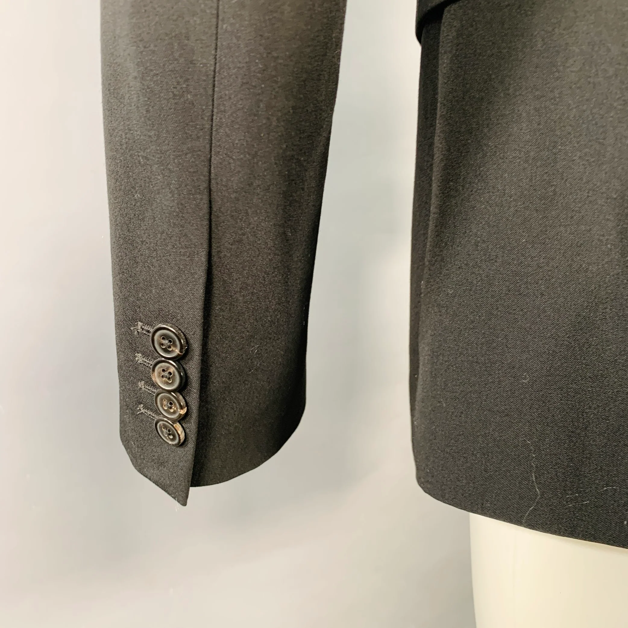 DRIES VAN NOTEN Size 36 Black Polyester Wool Single Breasted Notch Lapel Sport Coat - Image 4