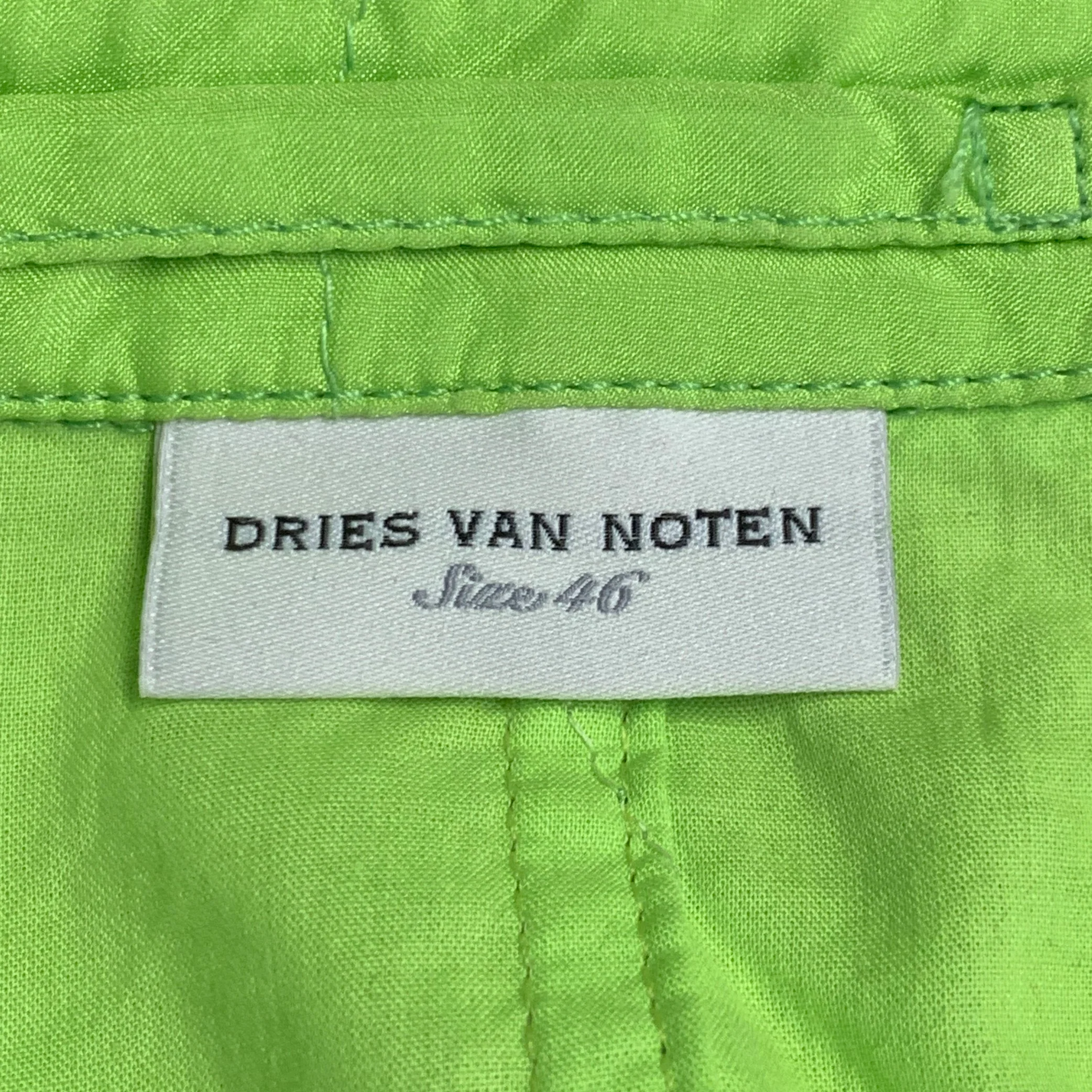 DRIES VAN NOTEN Size 36 Green Lime Silk Cotton Quilted Notch Lapel Jacket - Image 6