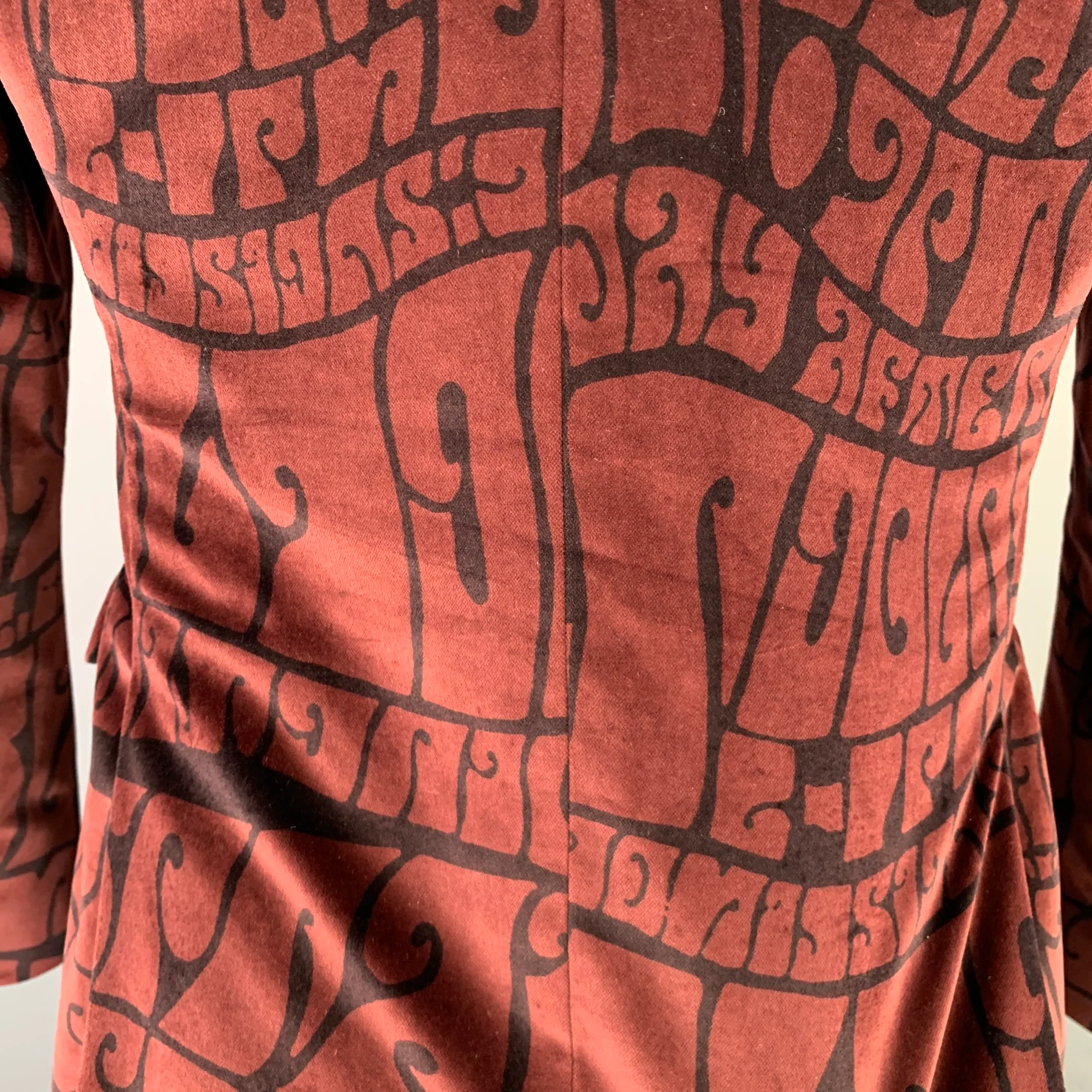 DRIES VAN NOTEN Size 38 Brown Black Abstract Cotton Sport Coat - Image 6