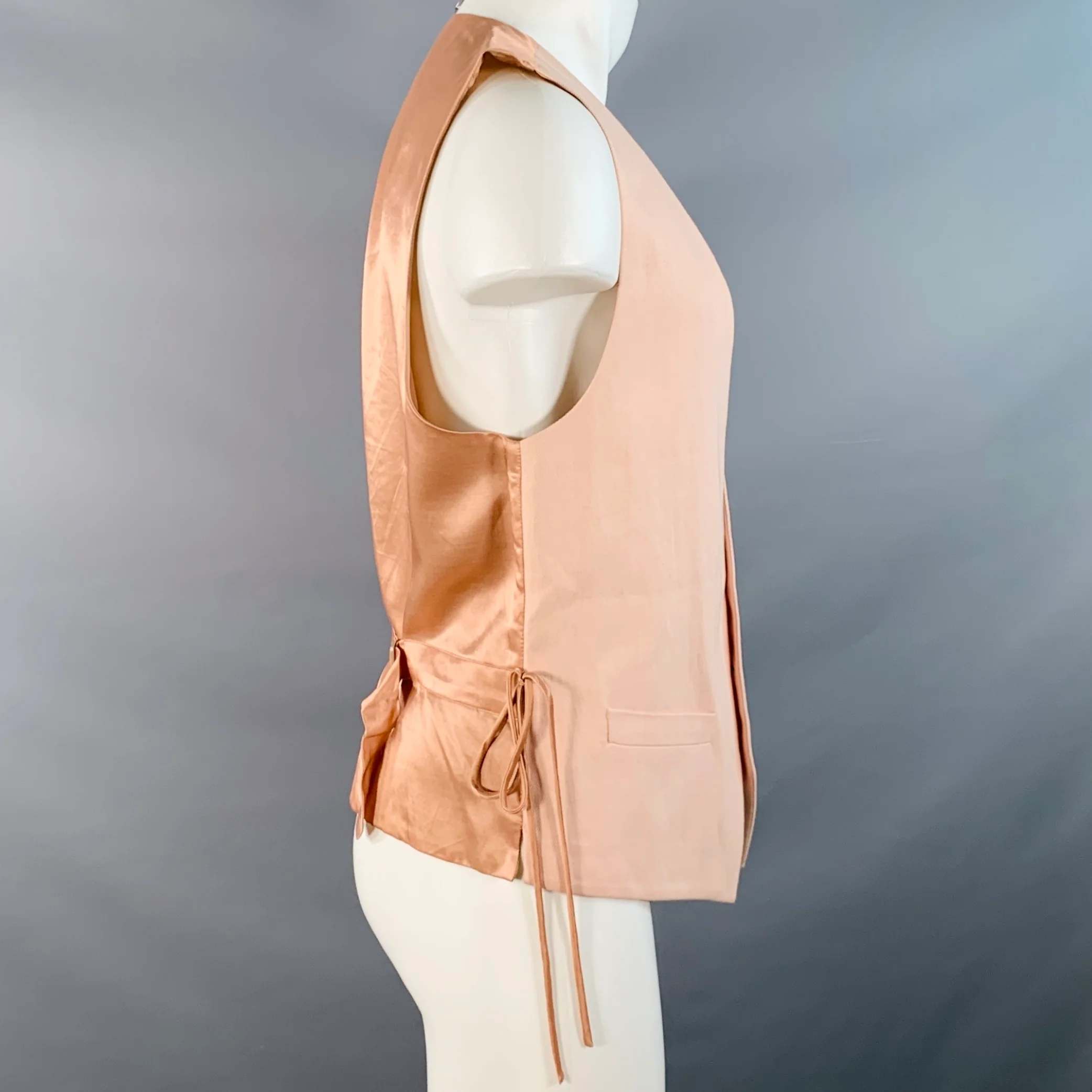 DRIES VAN NOTEN Size 38 Peach Cotton Blend Buttoned Vest - Image 2