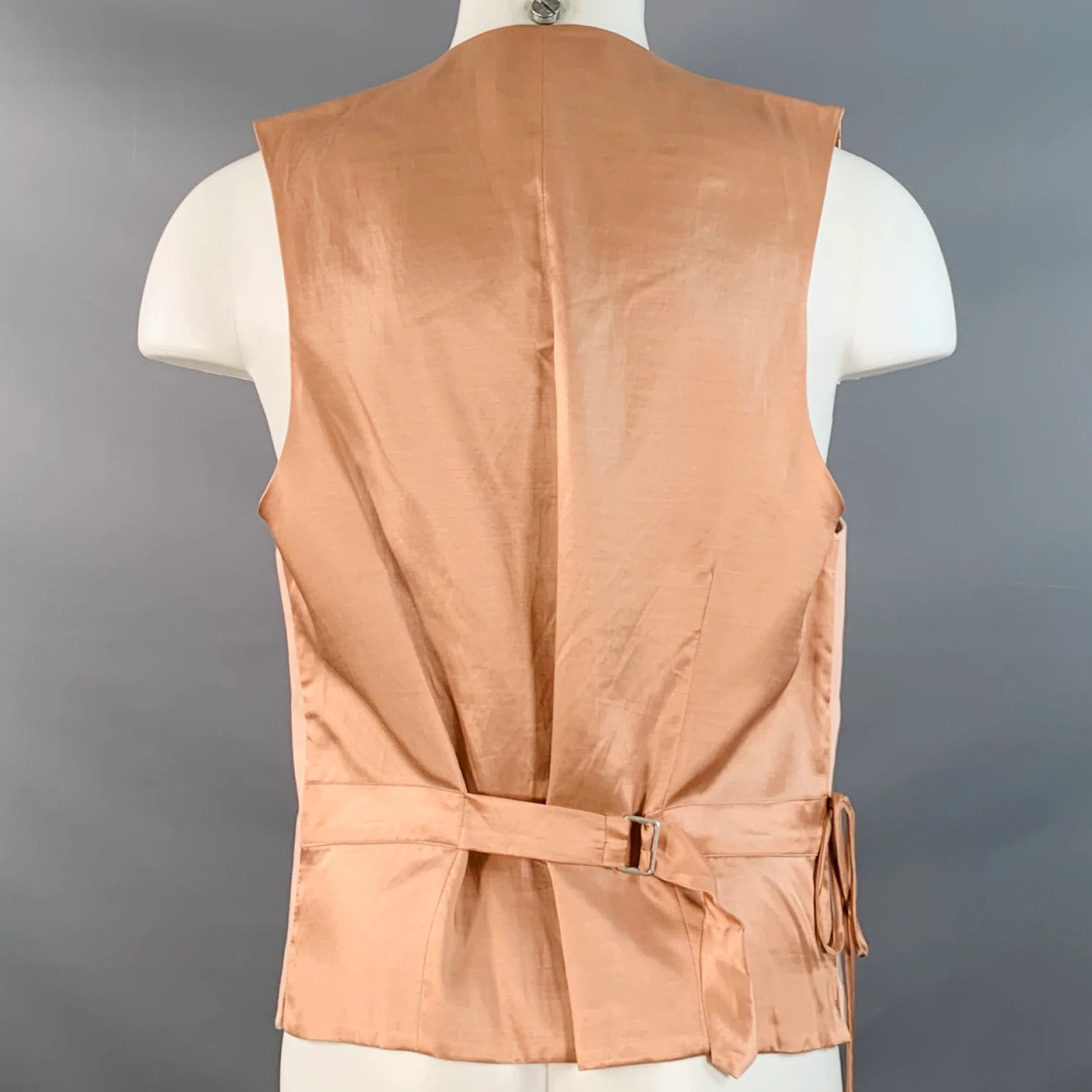 DRIES VAN NOTEN Size 38 Peach Cotton Blend Buttoned Vest - Image 4