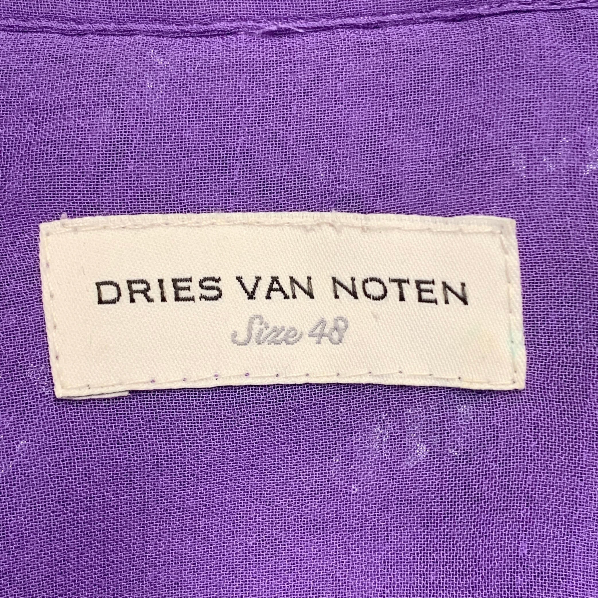 DRIES VAN NOTEN Size 38 Purple Sequined Viscose Hidden Buttons Long Sleeve Shirt - Image 6