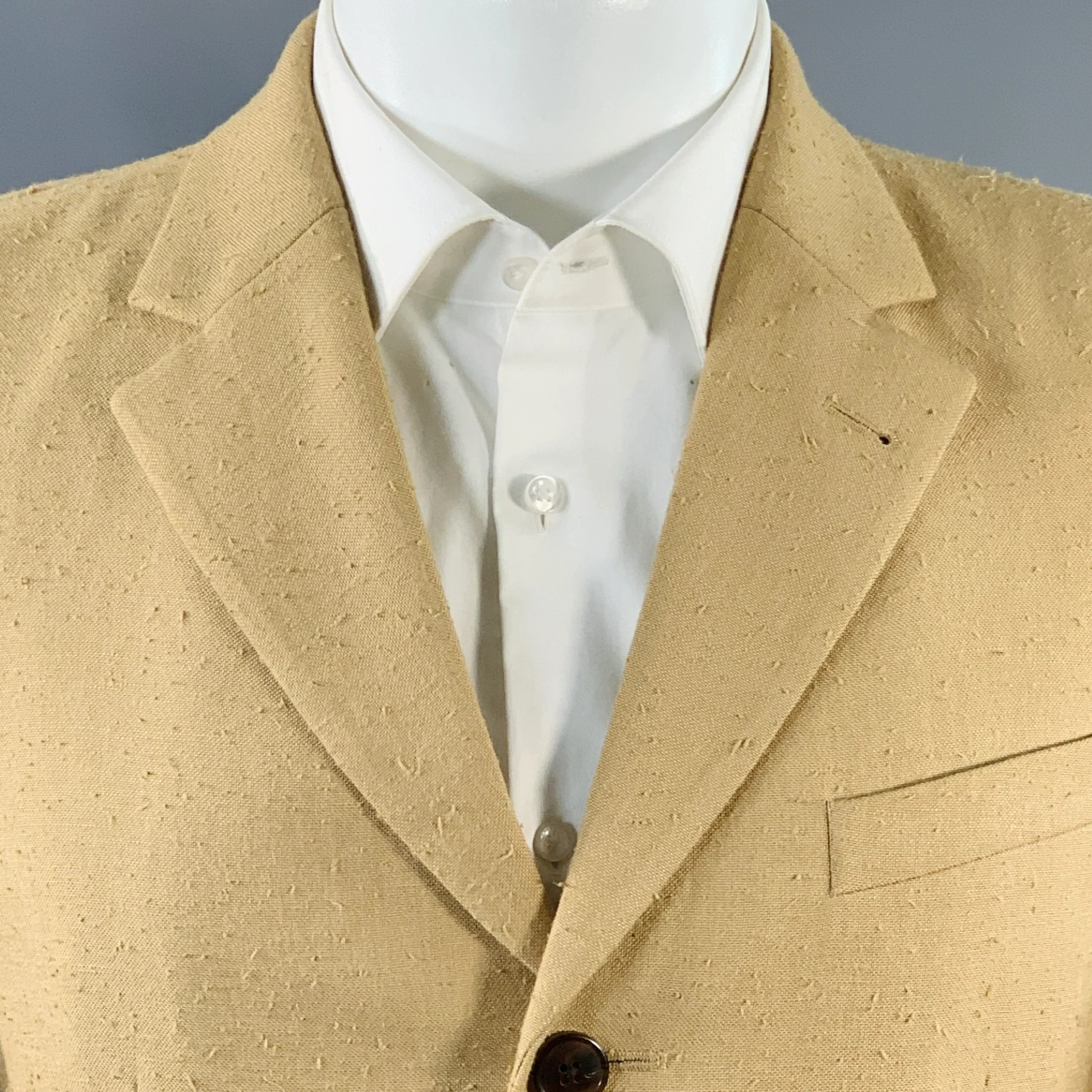 DRIES VAN NOTEN Size 38 Tan Textured Viscose Blend Sport Coat - Image 2