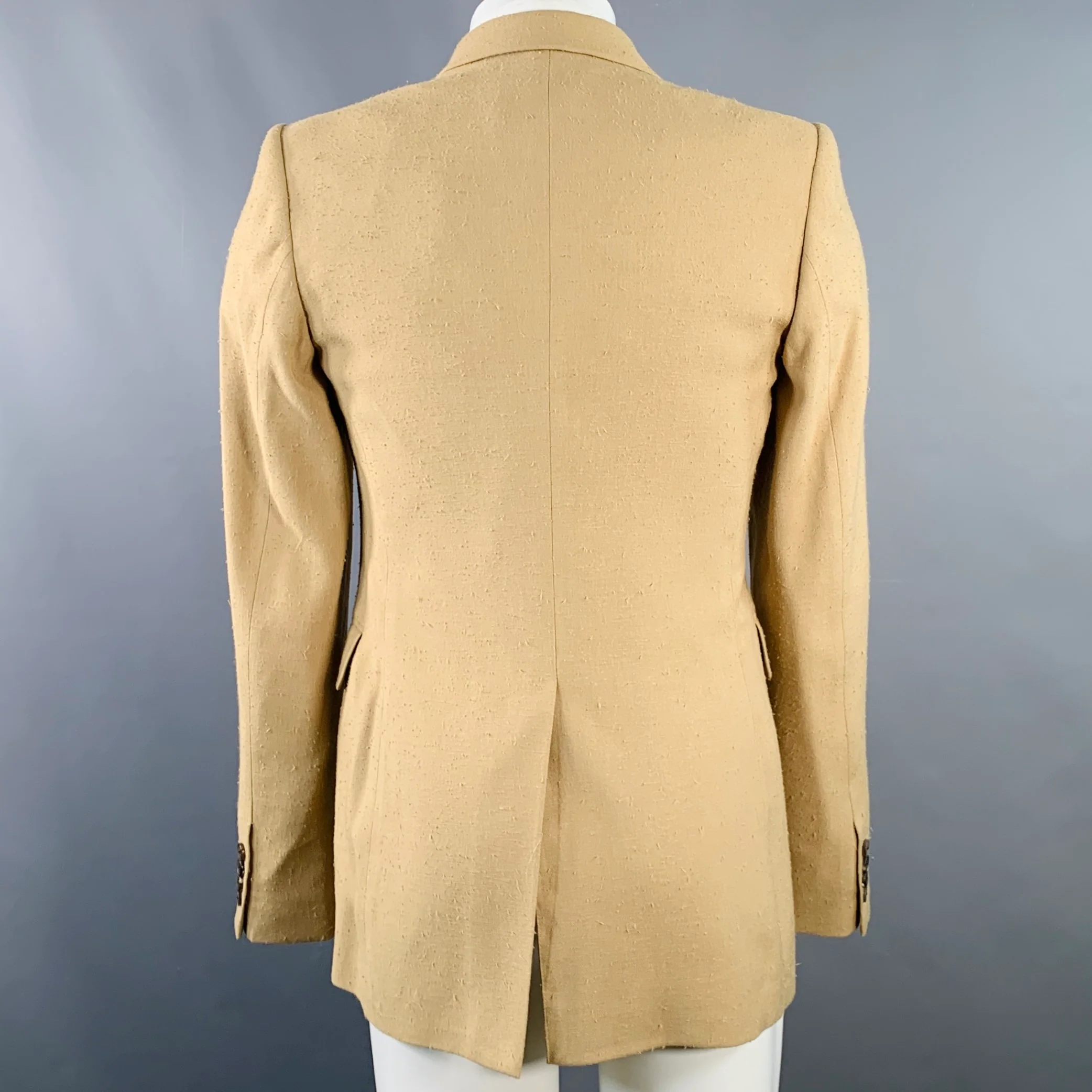 DRIES VAN NOTEN Size 38 Tan Textured Viscose Blend Sport Coat - Image 4