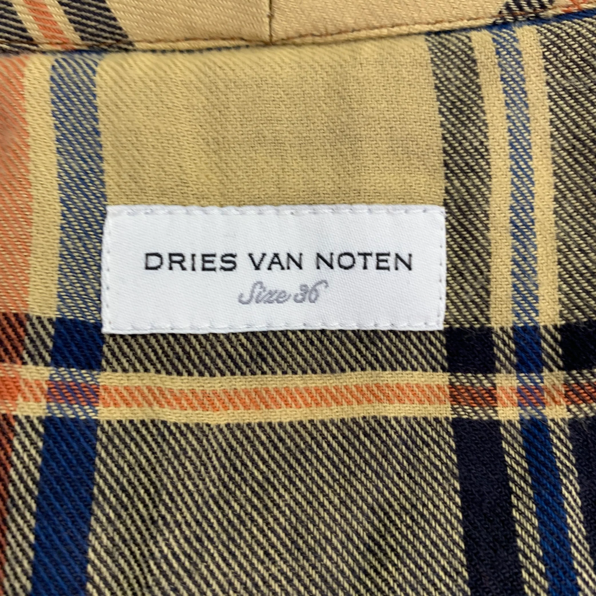 DRIES VAN NOTEN Size 4 Yellow Multi-Color Cotton Plaid Shirt Dress - Image 5