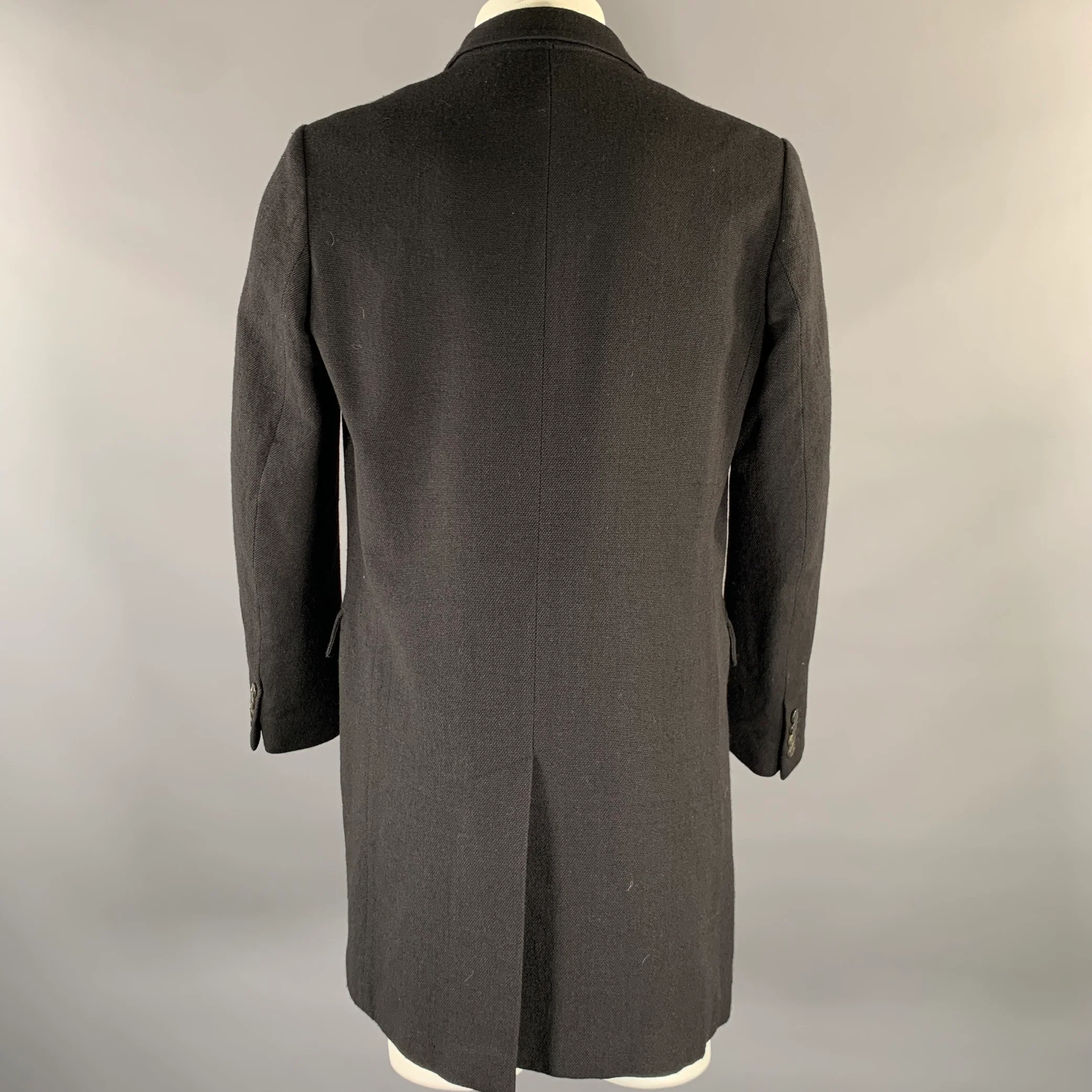 DRIES VAN NOTEN Size 40 Black Cotton Wool Hidden Placket Coat - Image 4