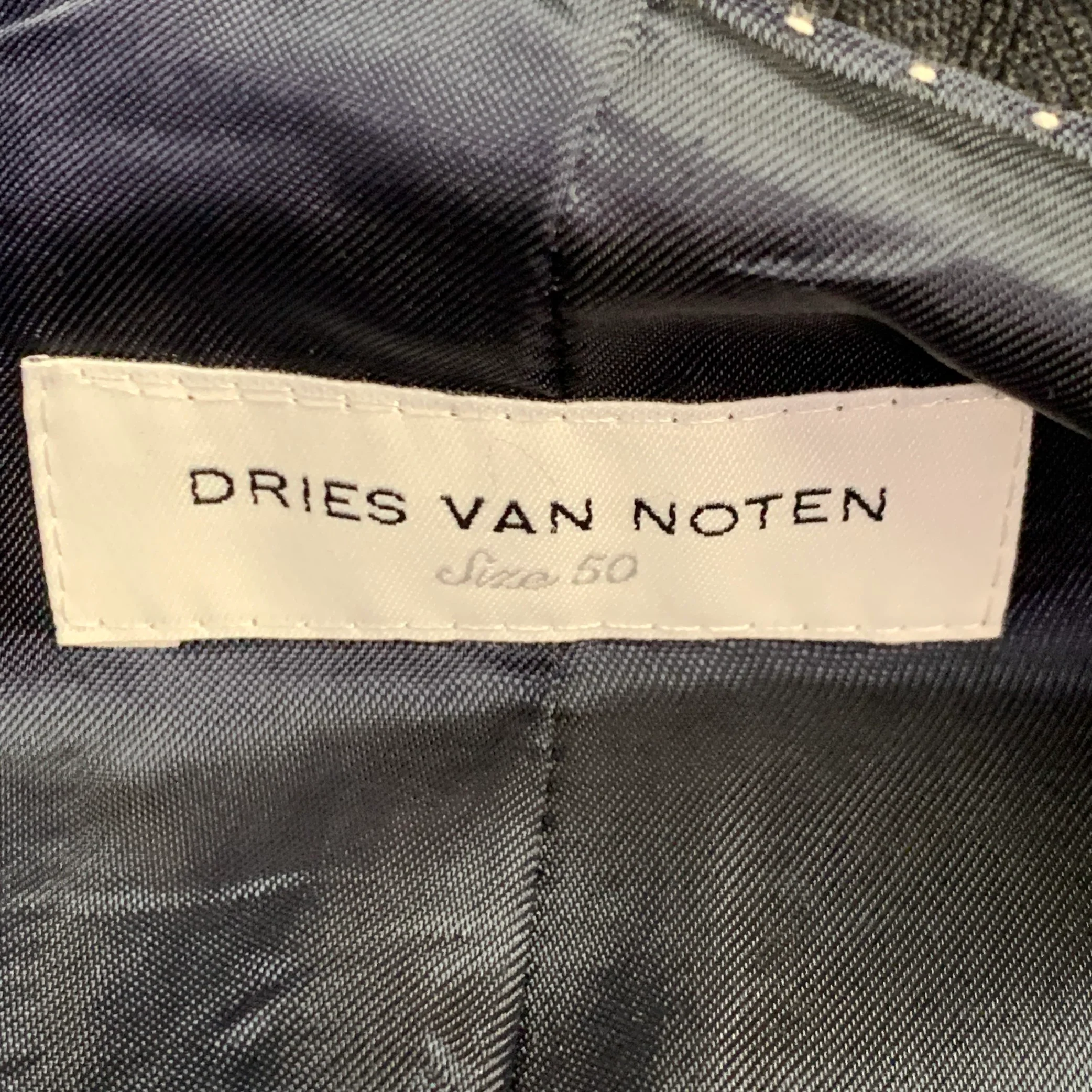 DRIES VAN NOTEN Size 40 Black Stripe Cotton Blend Notch Lapel Sport Coat - Image 7