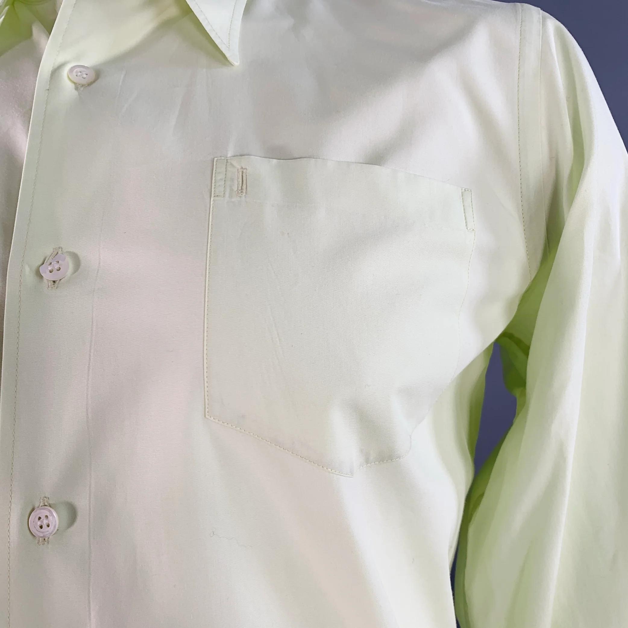 DRIES VAN NOTEN Size 42 Green Lime Cotton One Pocket Long Sleeve Shirt - Image 2