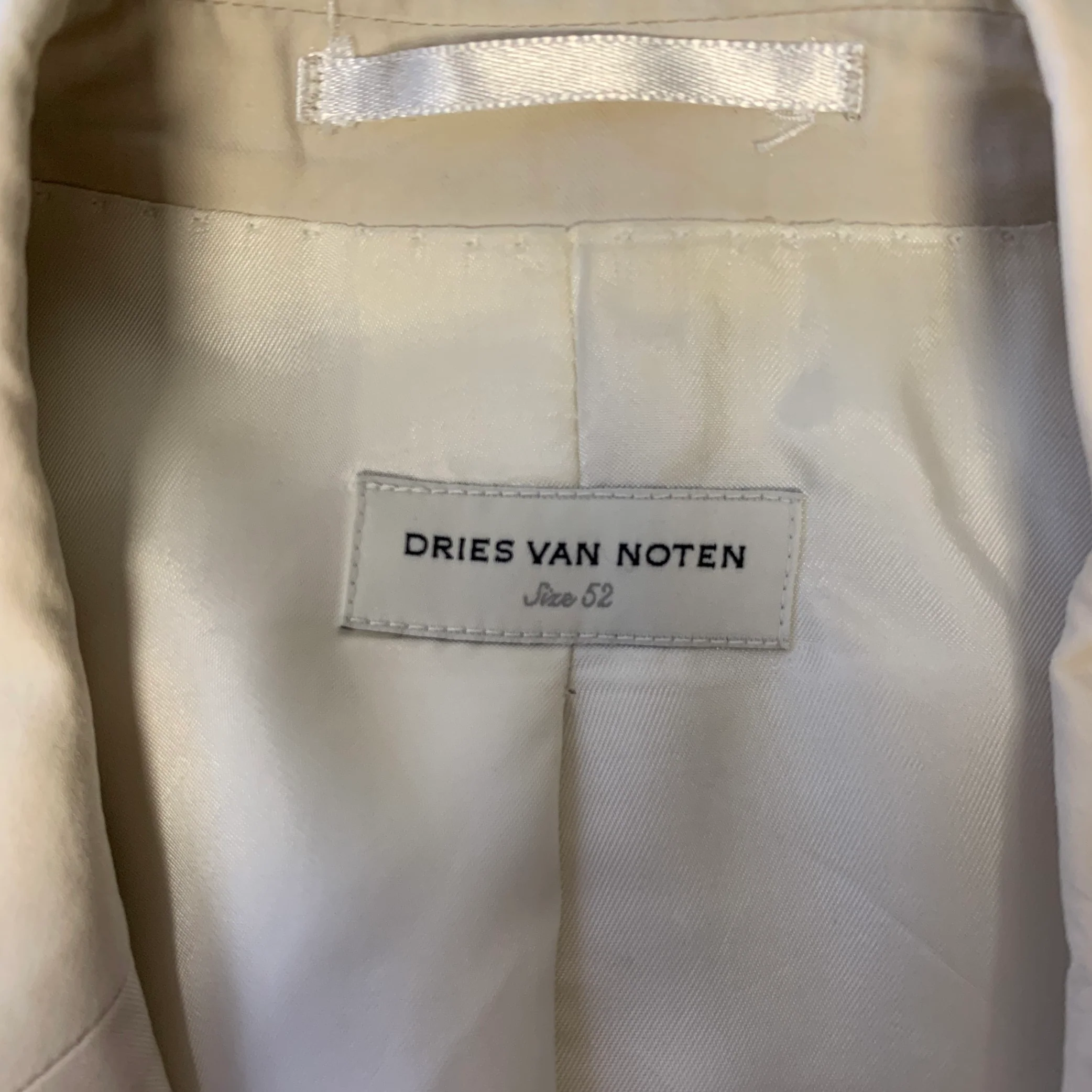 DRIES VAN NOTEN Size 42 Ivory Solid Cotton Notch Lapel Sport Coat - Image 7