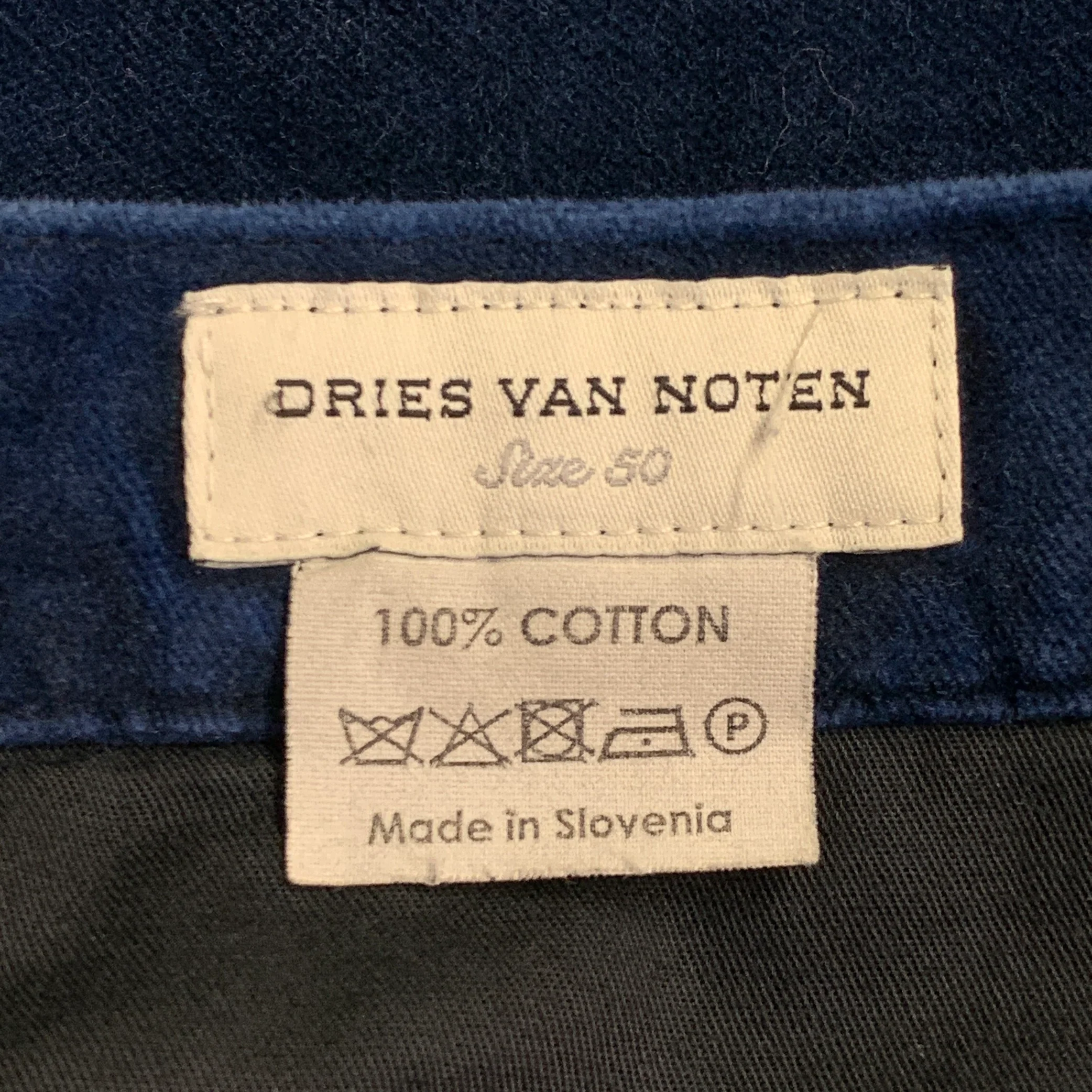 DRIES VAN NOTEN Size 42 Navy Black Velvet Cotton Nehru Collar Suit - Image 16