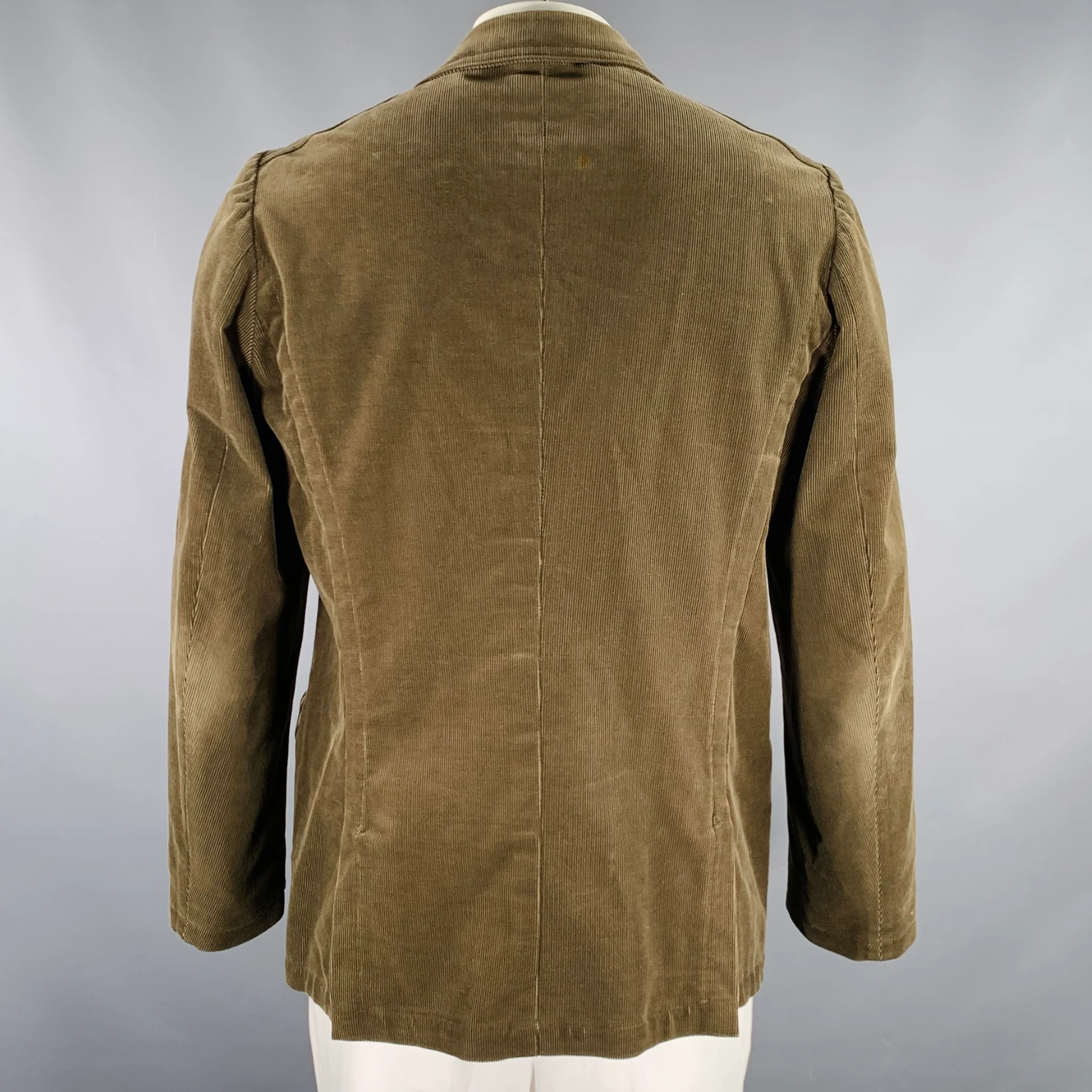 DRIES VAN NOTEN Size 44 Green Olive Corduroy Cotton Jacket - Image 3