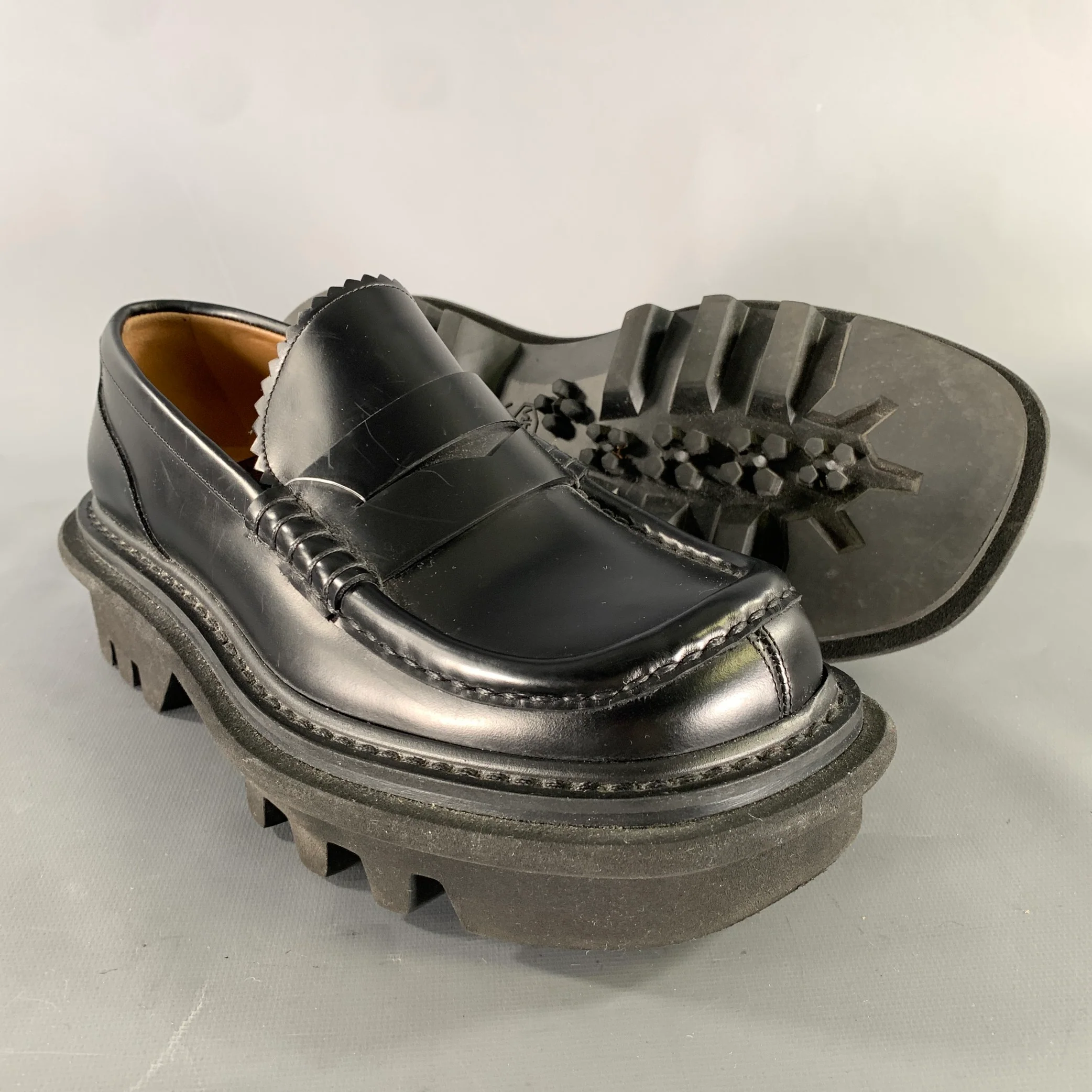 DRIES VAN NOTEN Size 6.5 Black Leather Loafers - Image 5