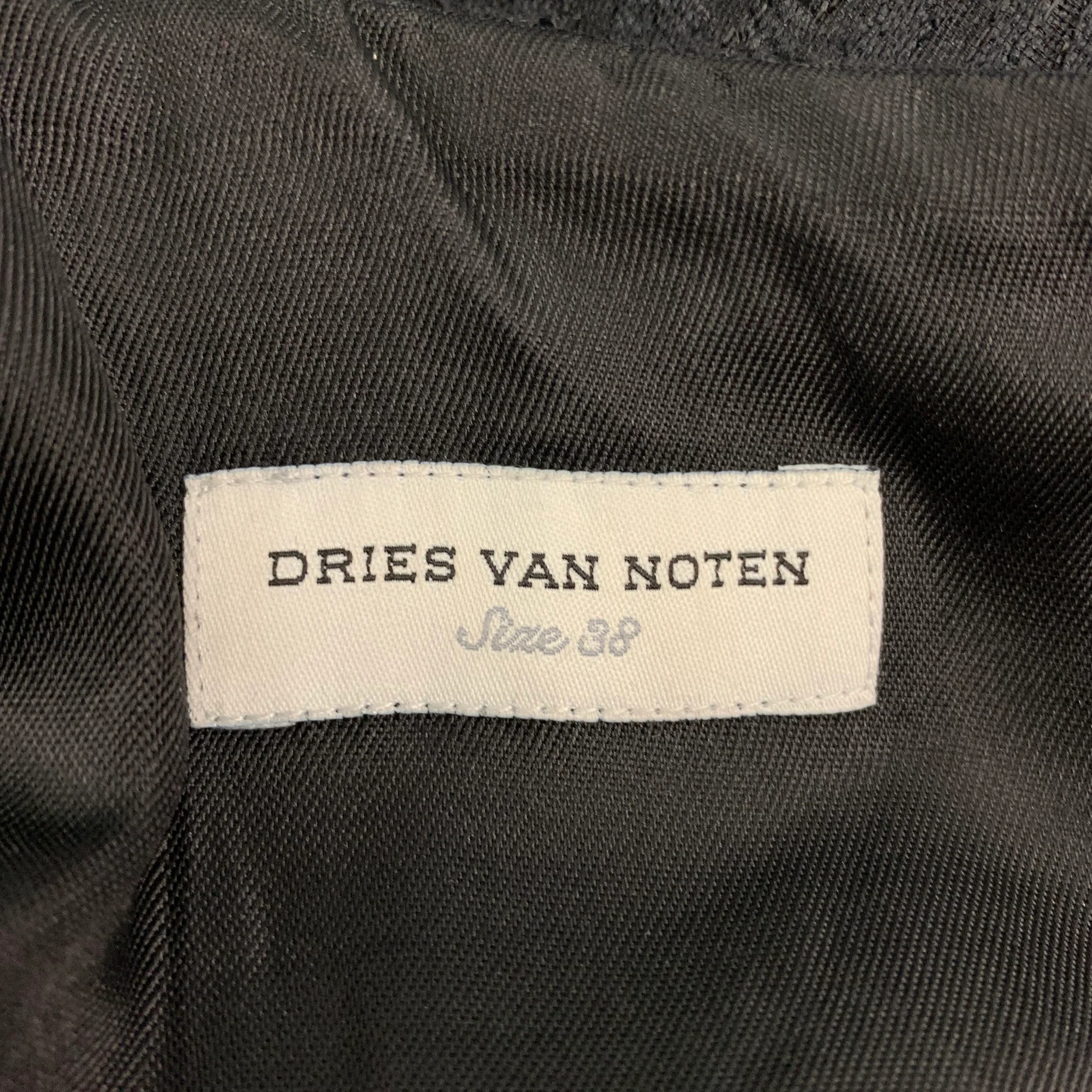 DRIES VAN NOTEN Size 6 Black Wool Blend Jacquard Crew-Neck Dress Top - Image 7