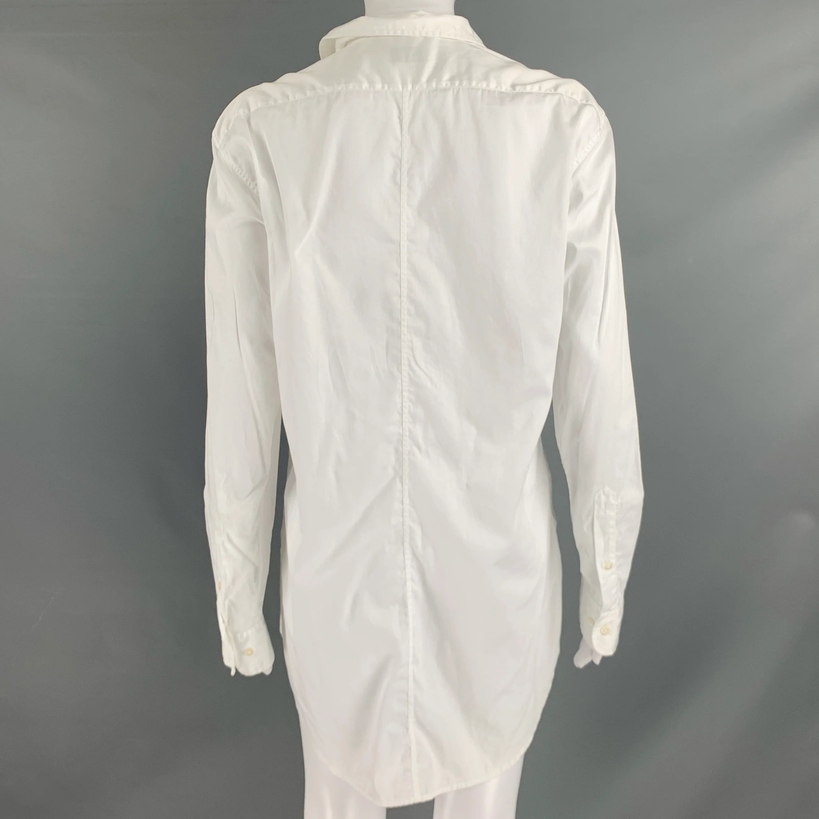DRIES VAN NOTEN Size 6 White Silver Cotton Blouse Casual Top - Image 4