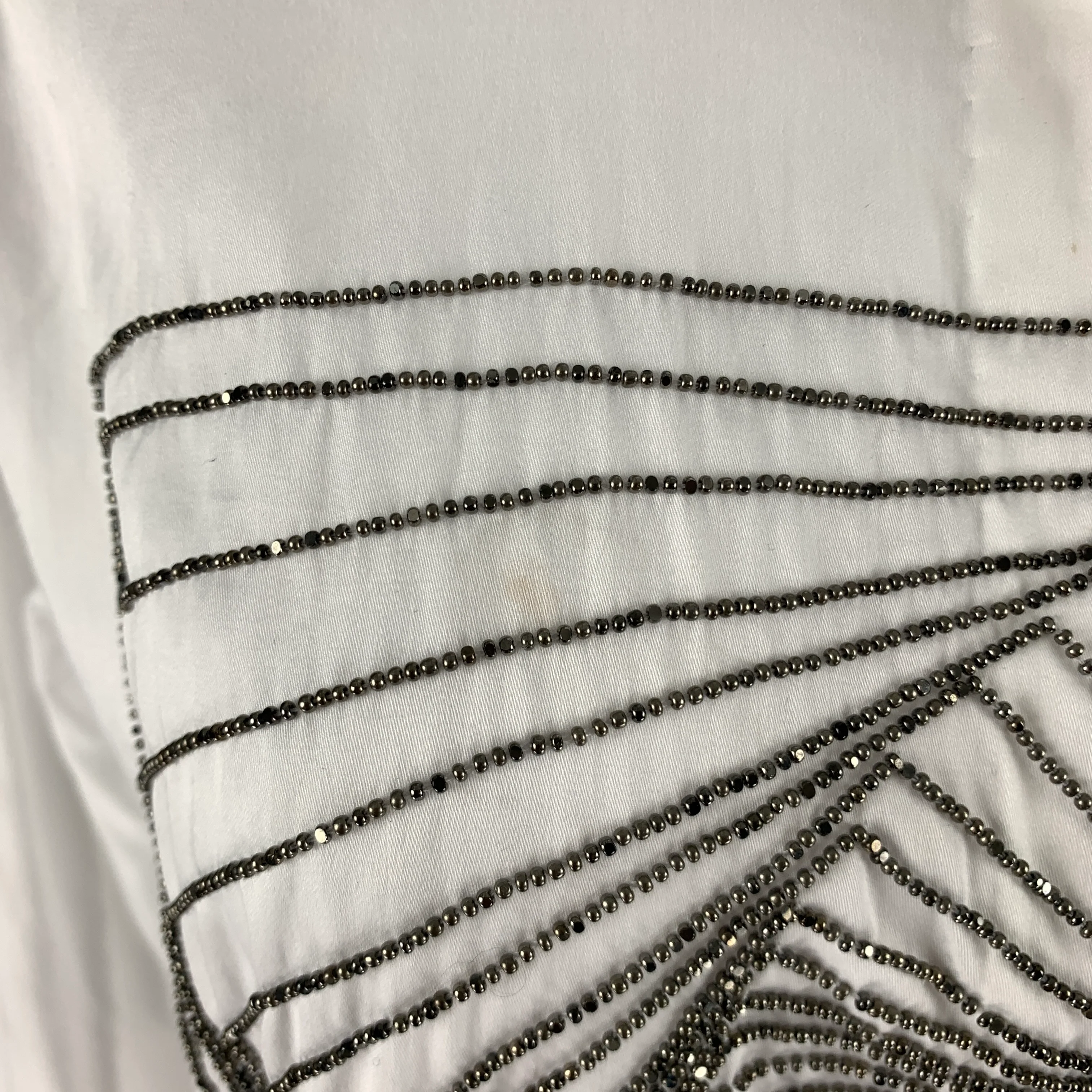 DRIES VAN NOTEN Size 6 White Silver Cotton Blouse Casual Top - Image 7