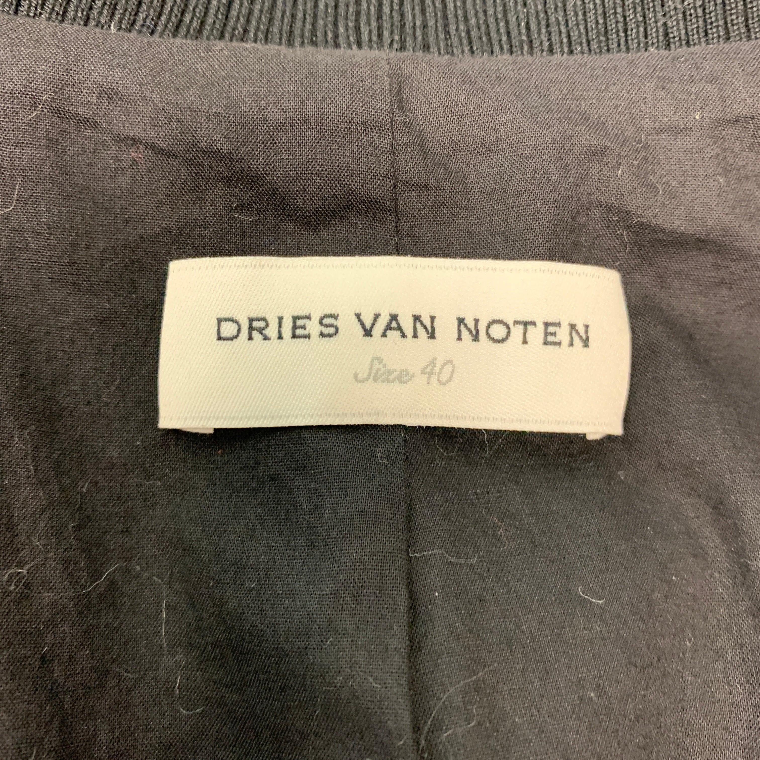 DRIES VAN NOTEN Size 8 Black Multi-Color Cotton Silk Bomber Jacket - Image 7