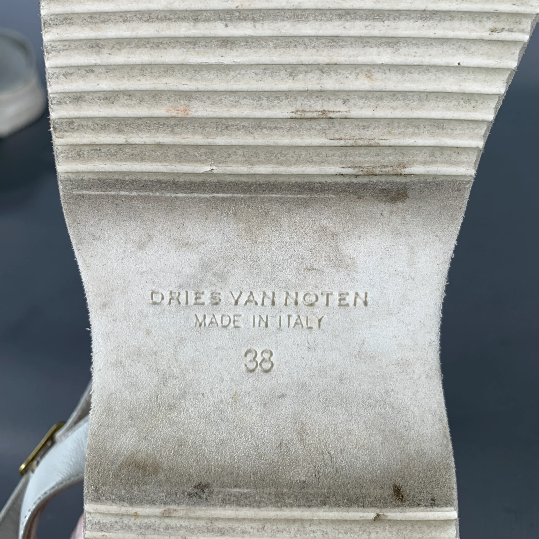 DRIES VAN NOTEN Size 8 White Leather Sandals - Image 7
