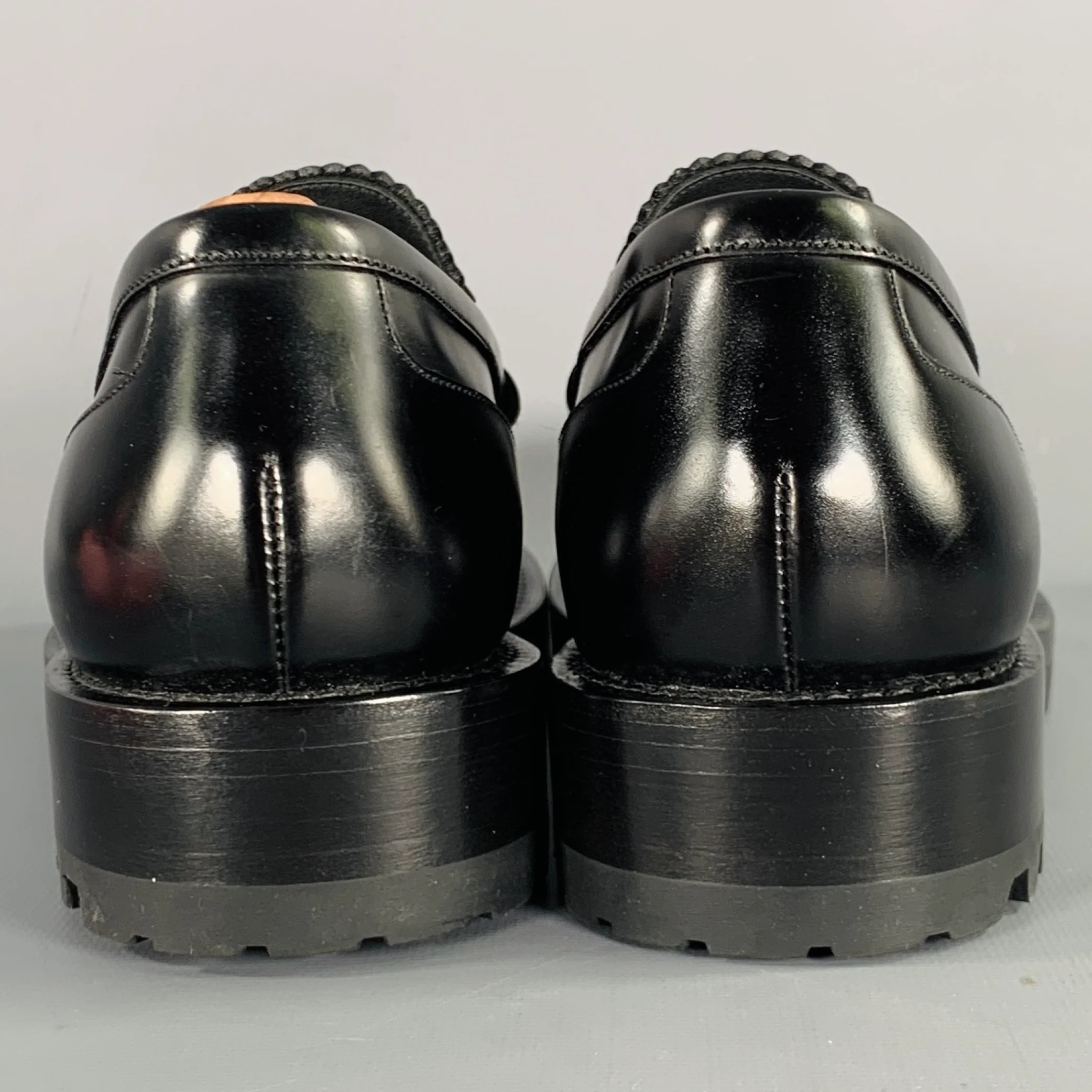 DRIES VAN NOTEN Size 9.5 Black Square Toe Penny Loafers - Image 3