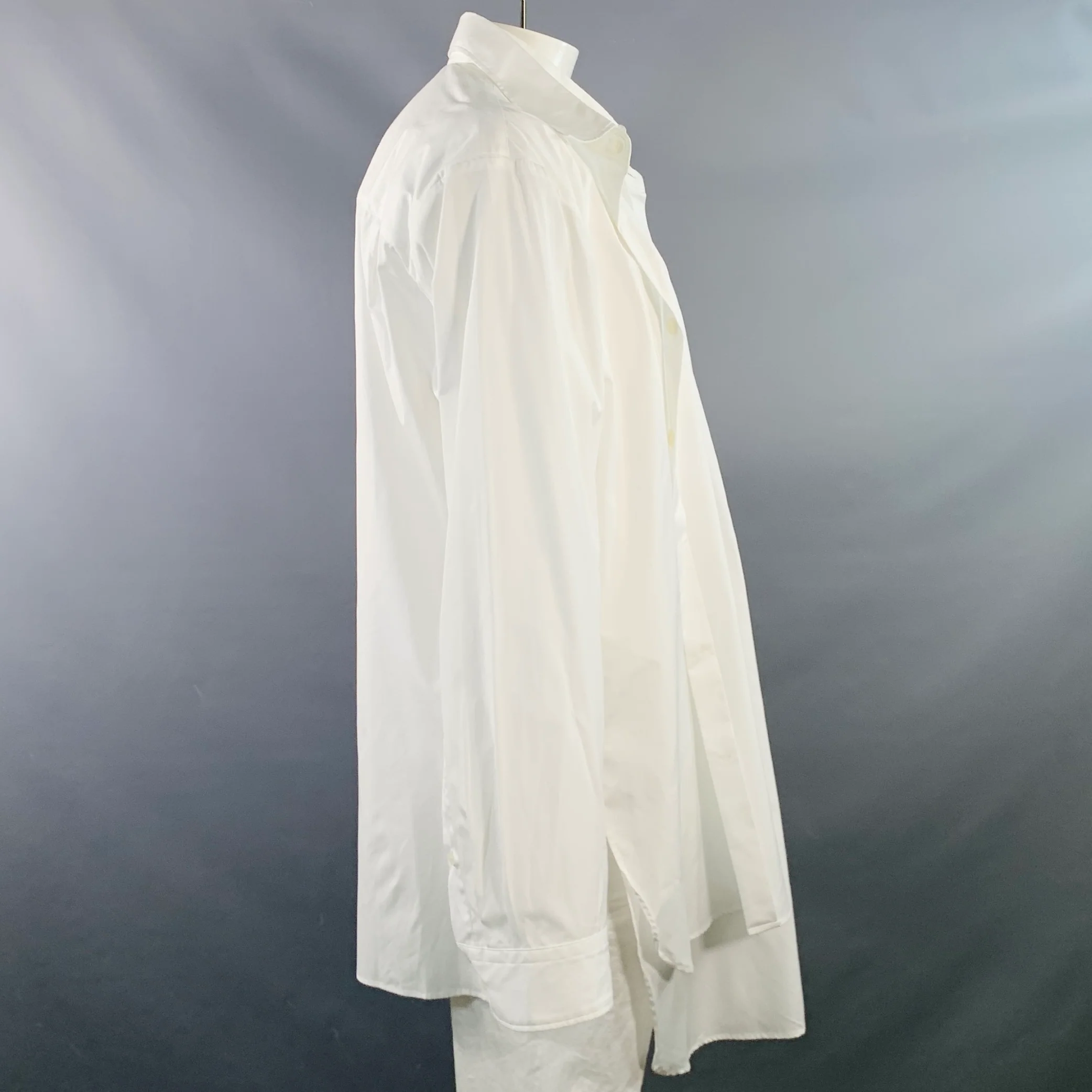 DRIES VAN NOTEN Size L White Cotton Double Layered Long Sleeve Shirt - Image 2