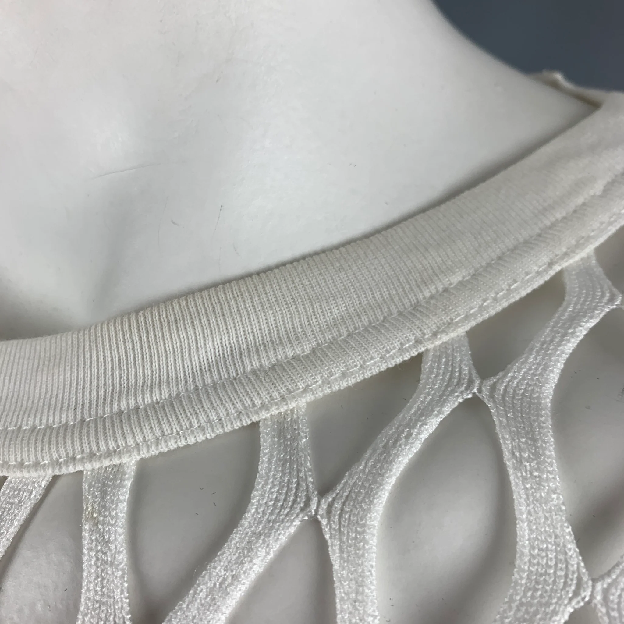 DRIES VAN NOTEN Size L White Mesh Polyester Cropped Pullover - Image 4