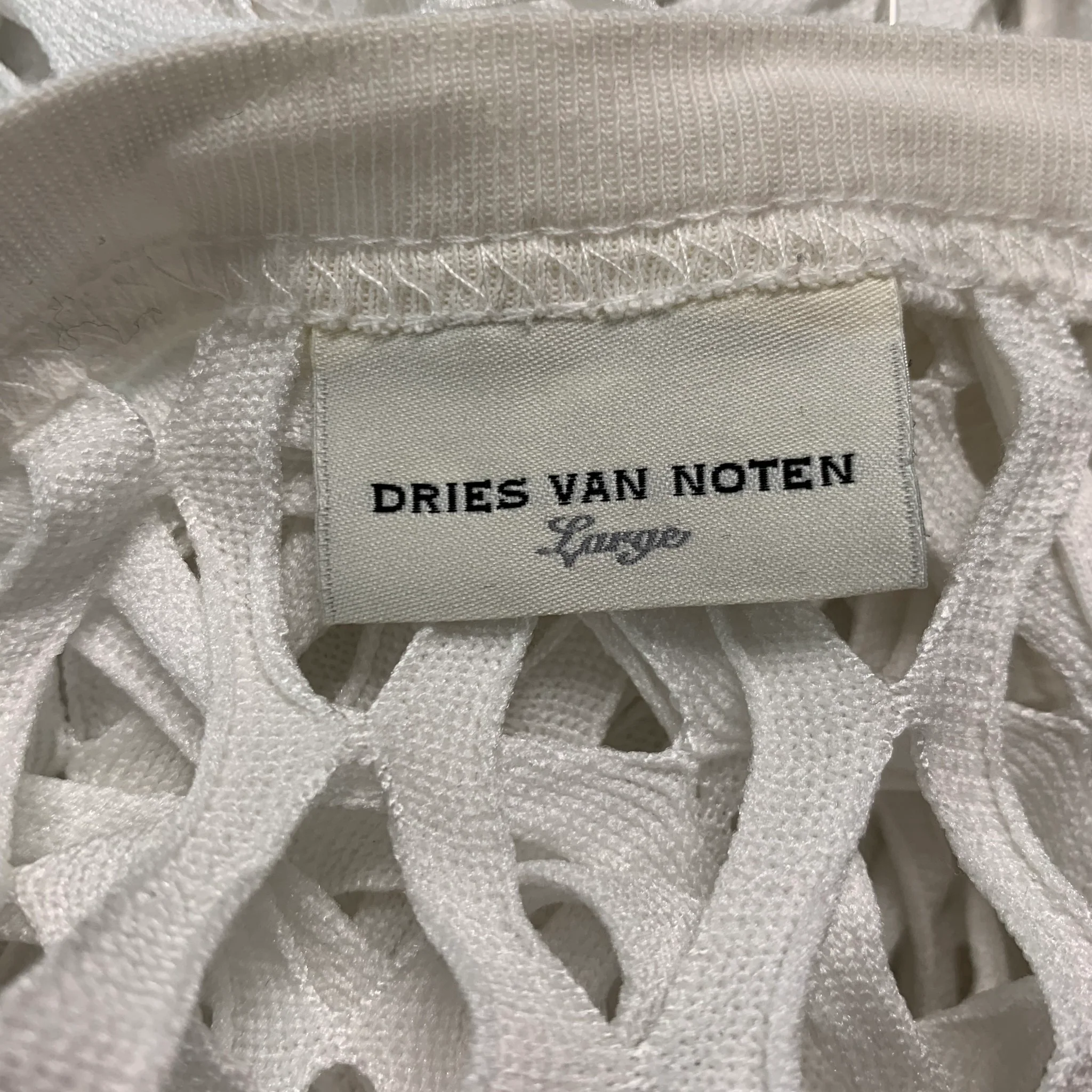 DRIES VAN NOTEN Size L White Mesh Polyester Cropped Pullover - Image 6