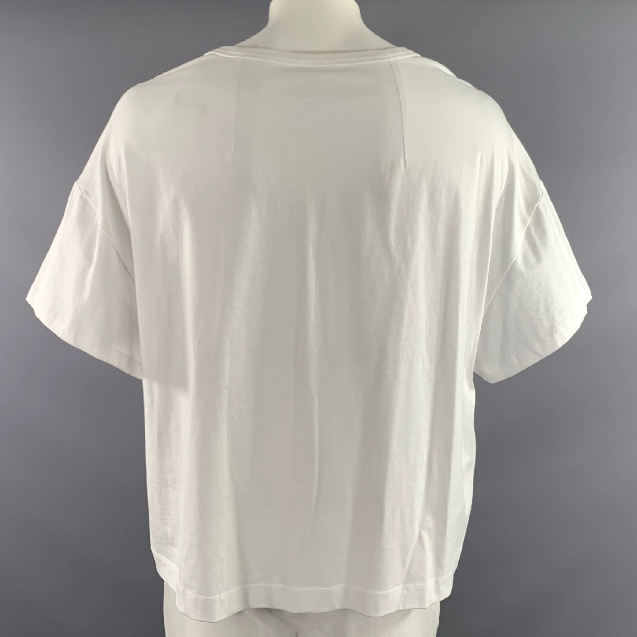 DRIES VAN NOTEN Size L White Solid Cotton Oversized T shirt - Image 3