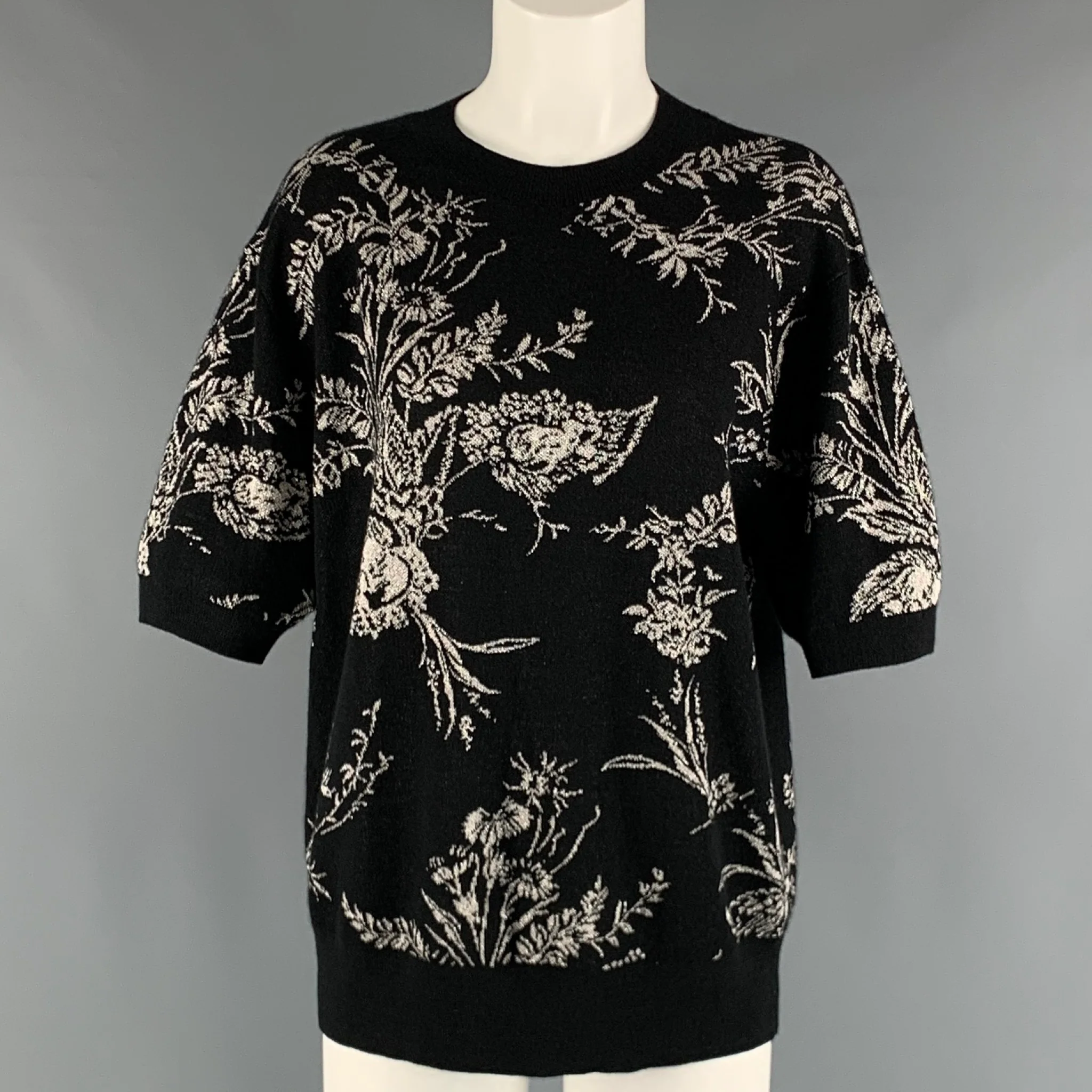 DRIES VAN NOTEN Size M Black Silver Cashmere Blend Knitted Pullove