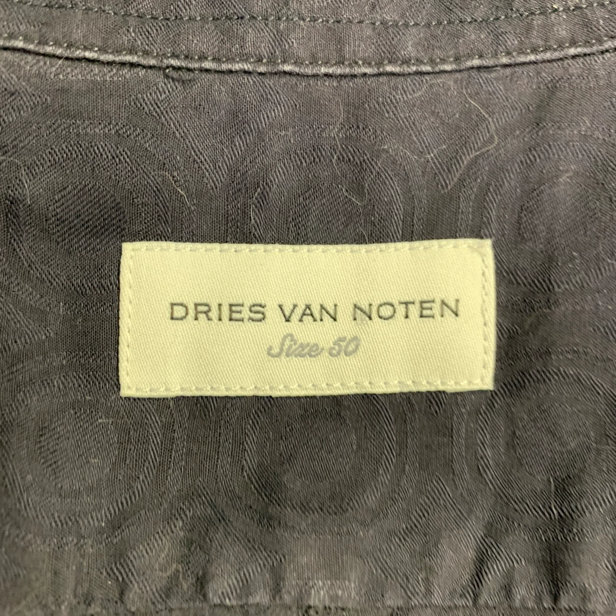 DRIES VAN NOTEN Size M Black Textured Cotton One Pocket Long Sleeve Shirt - Image 5