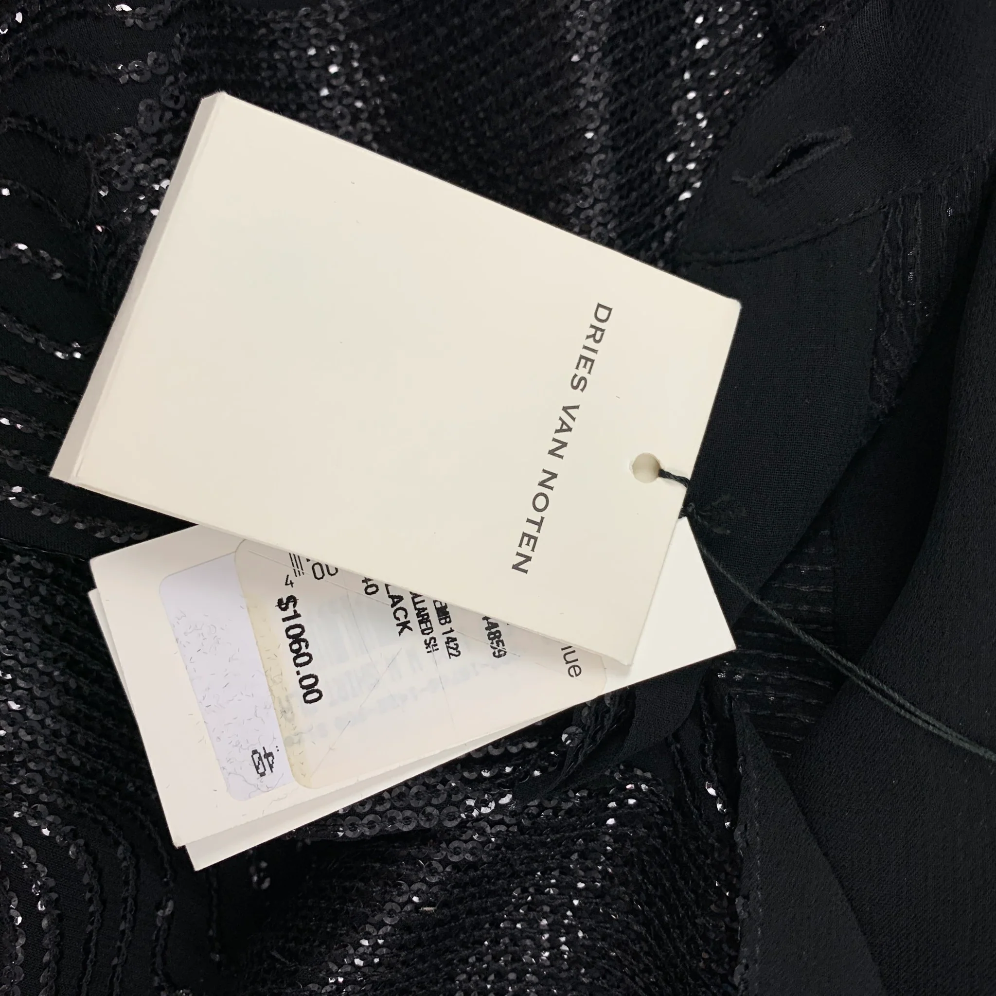 DRIES VAN NOTEN Size M Black Viscose Sequined Hidden Placket Shirt - Image 6