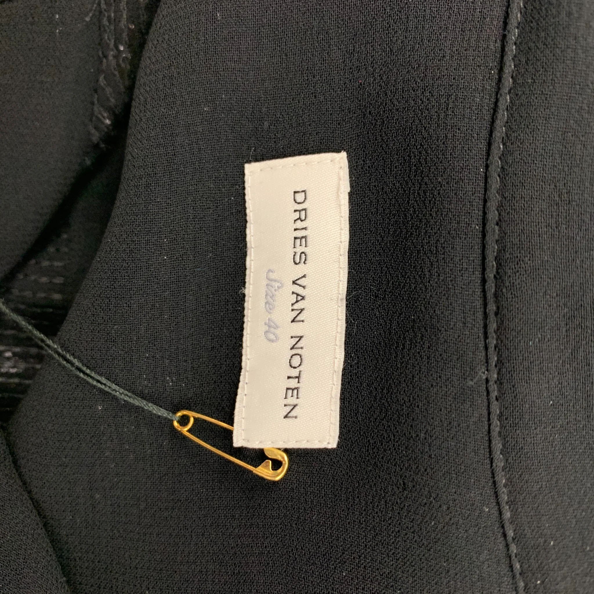DRIES VAN NOTEN Size M Black Viscose Sequined Hidden Placket Shirt - Image 7