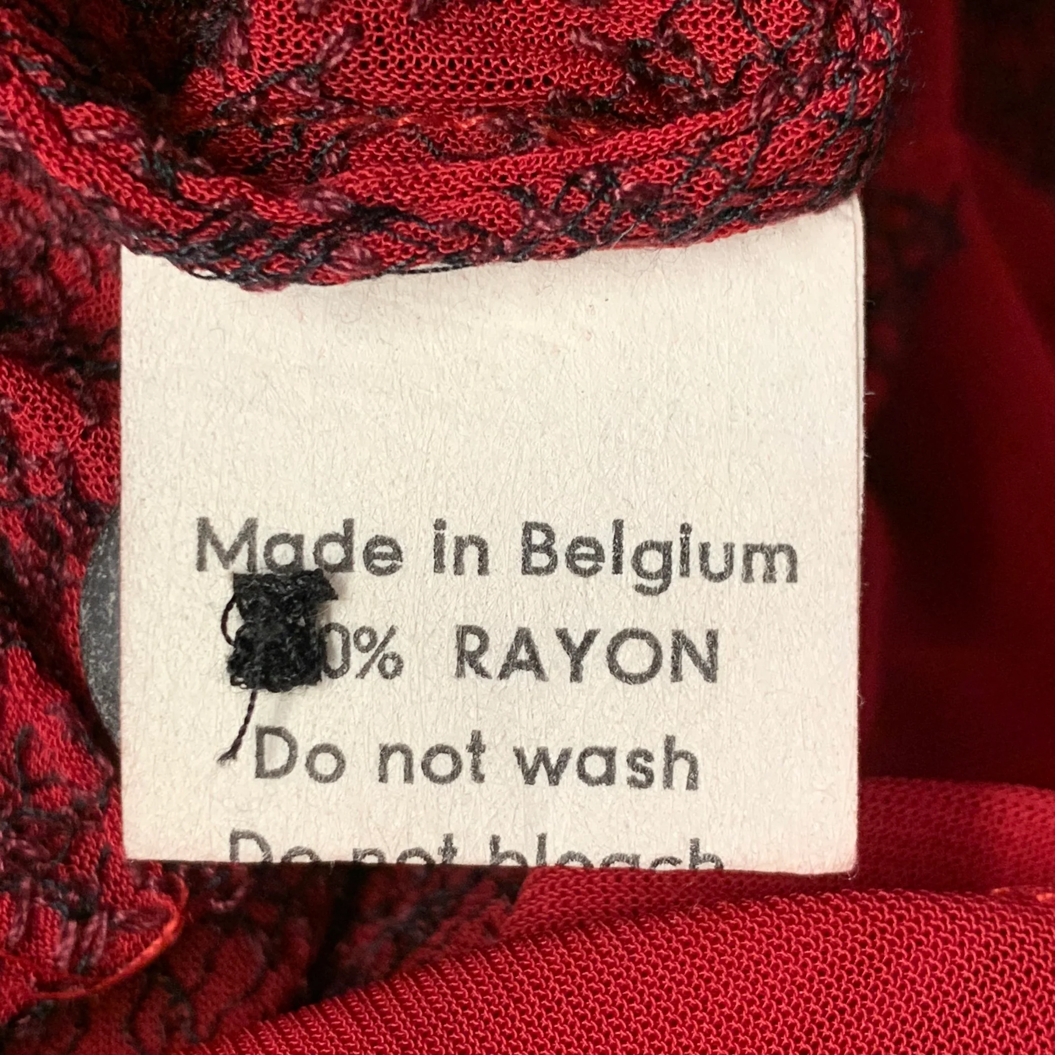 DRIES VAN NOTEN Size M Red Burgundy Rayon Textured Ombre Notch Lapel Blouse - Image 9
