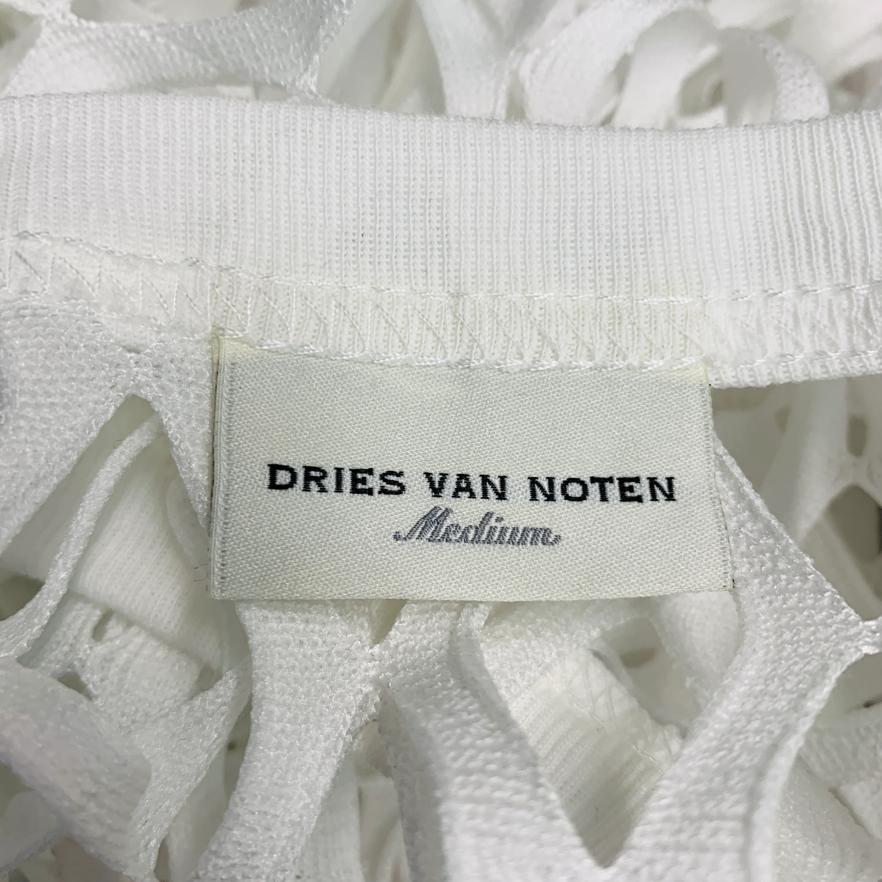 DRIES VAN NOTEN Size M White Mesh Polyester Crew Neck Pullover - Image 6