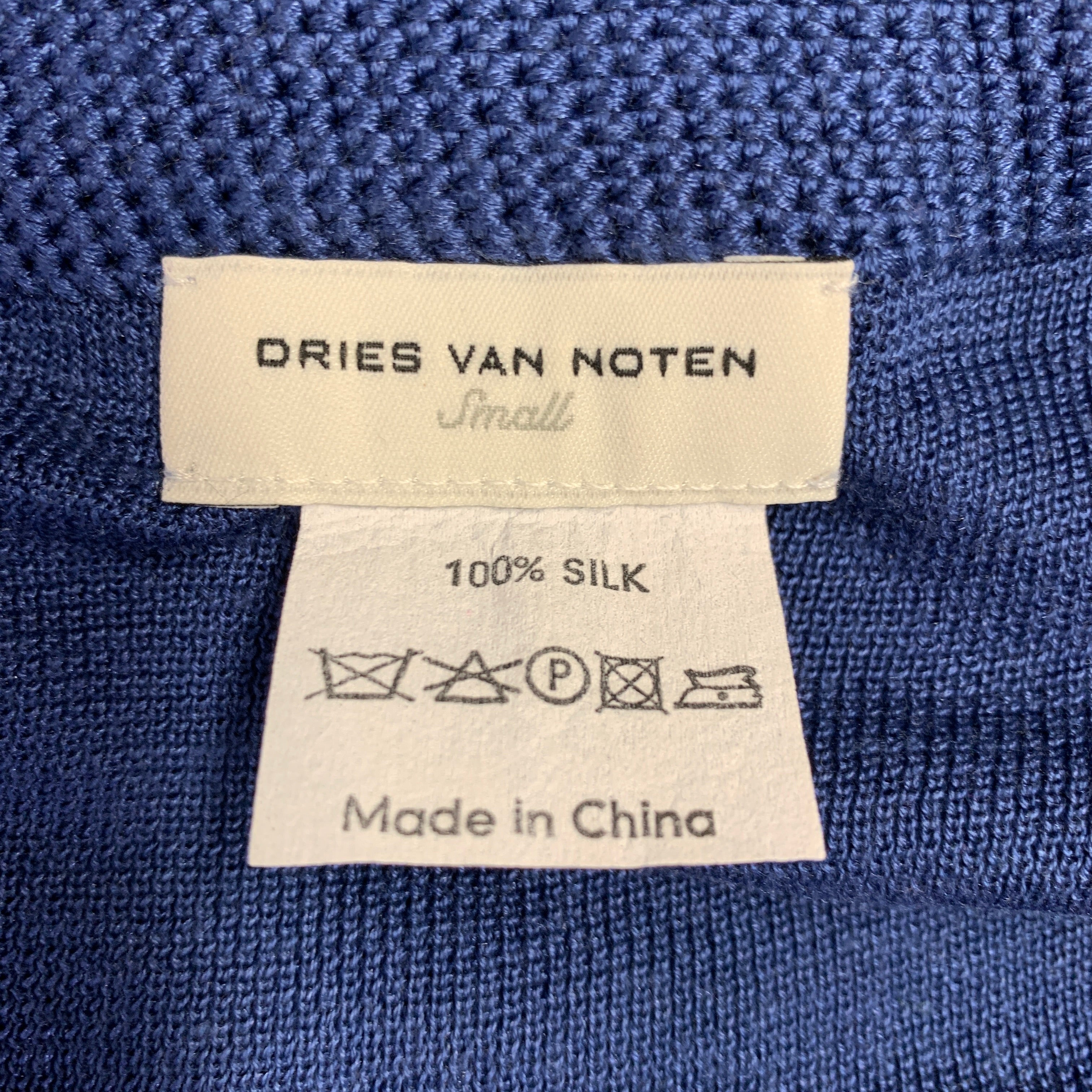 DRIES VAN NOTEN Size S Blue Silk Knit Cross Back Bodysuit Casual Top - Image 5