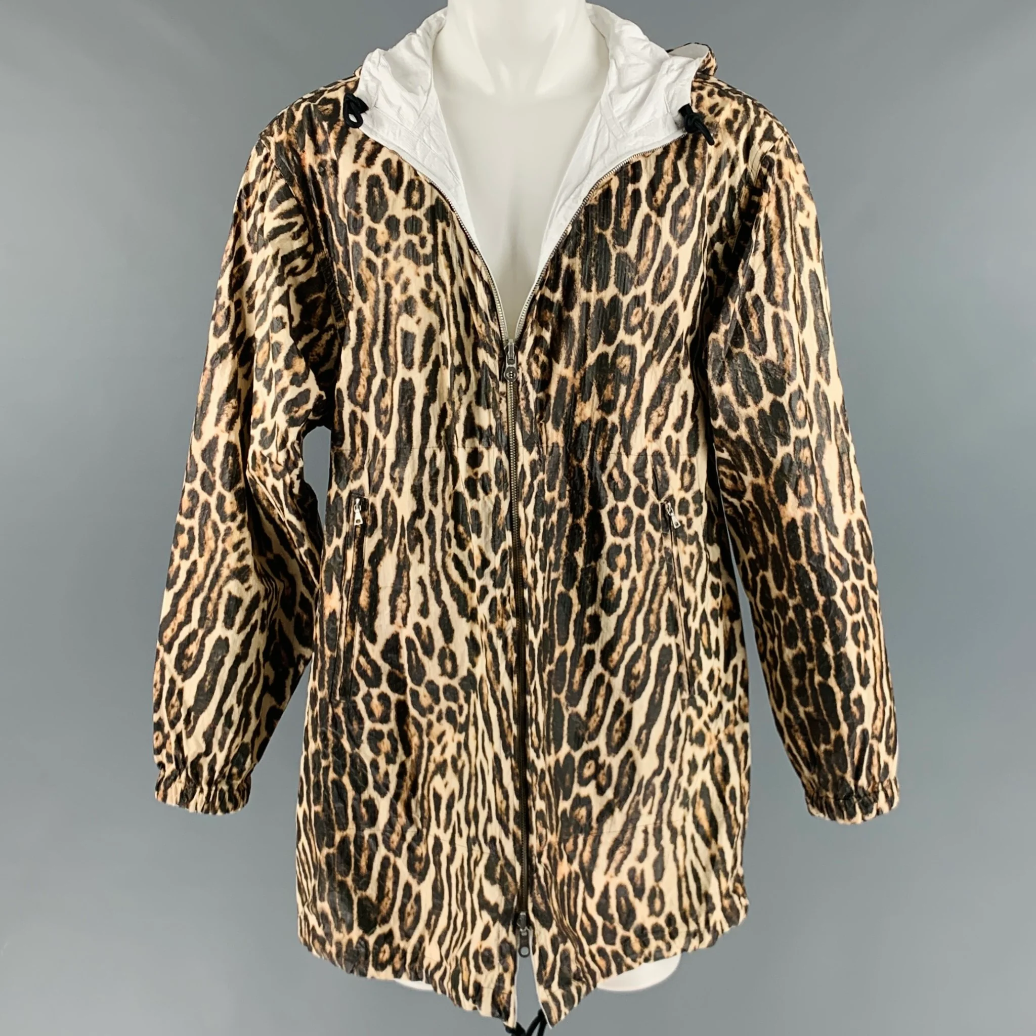DRIES VAN NOTEN Size S Brown Black Animal Print Tyvek Jacket