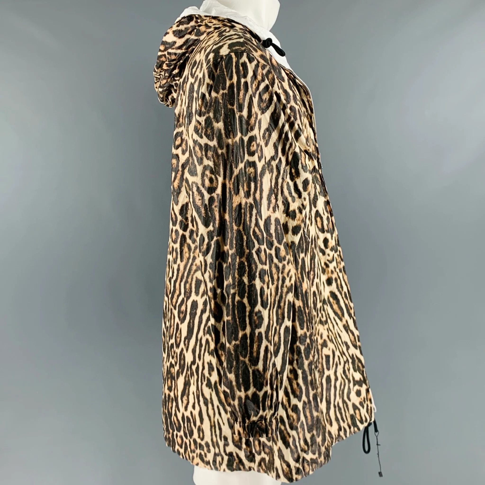 DRIES VAN NOTEN Size S Brown Black Animal Print Tyvek Jacket - Image 3