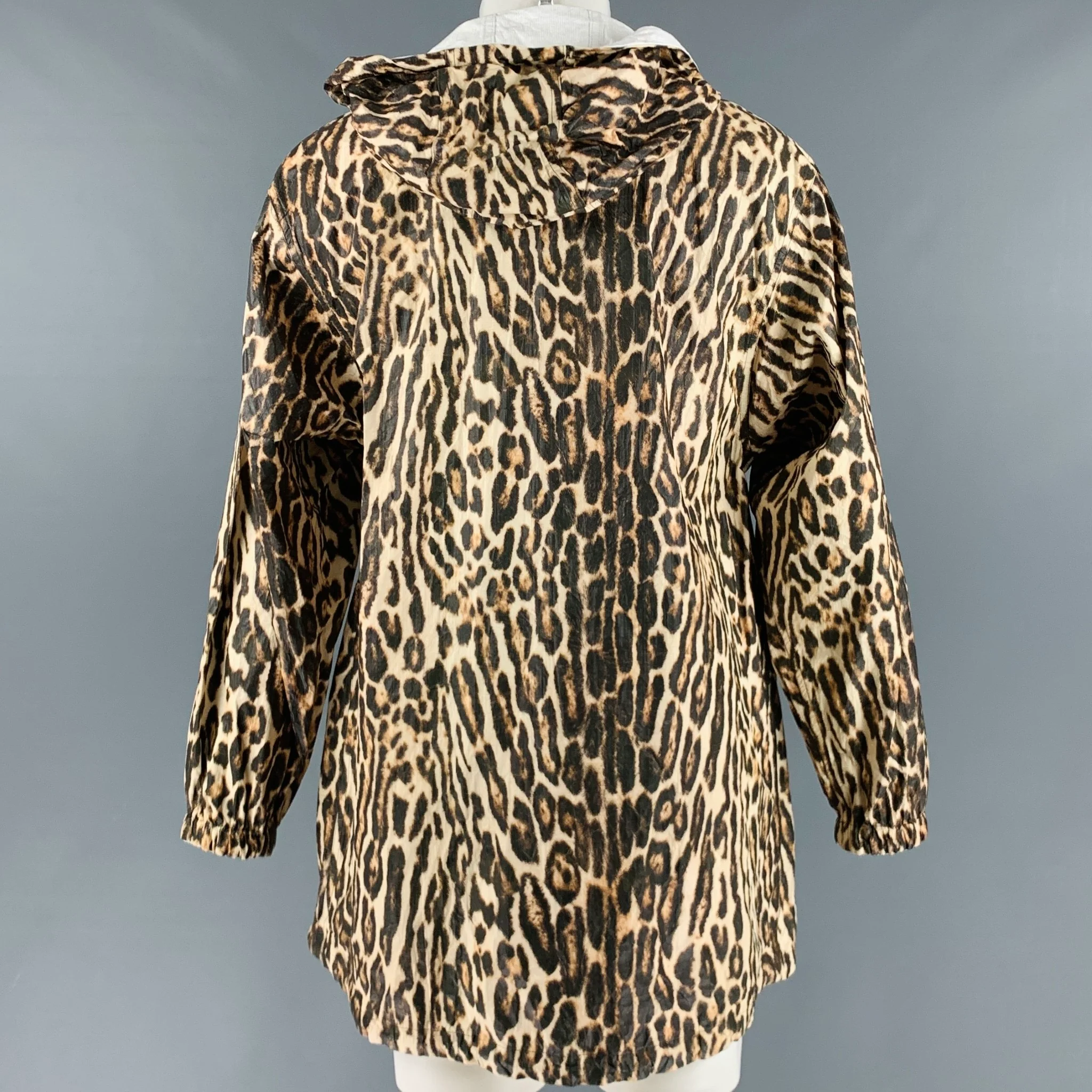 DRIES VAN NOTEN Size S Brown Black Animal Print Tyvek Jacket - Image 4