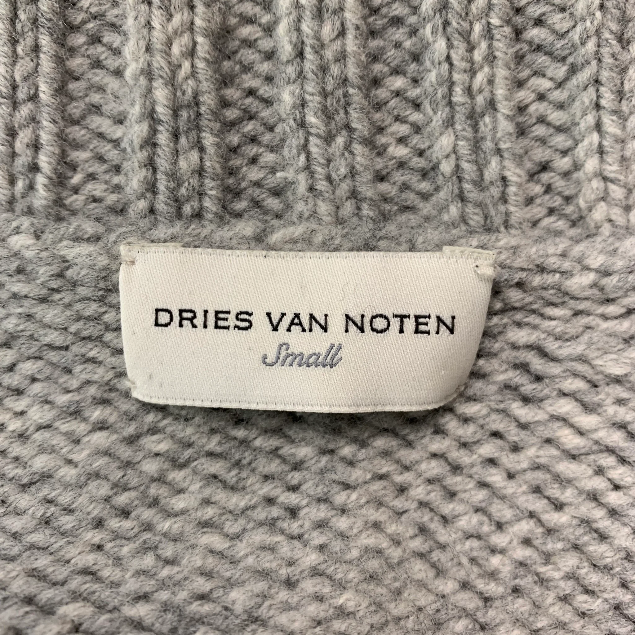 DRIES VAN NOTEN Size S Grey Wool Zip Up Cardigan - Image 4