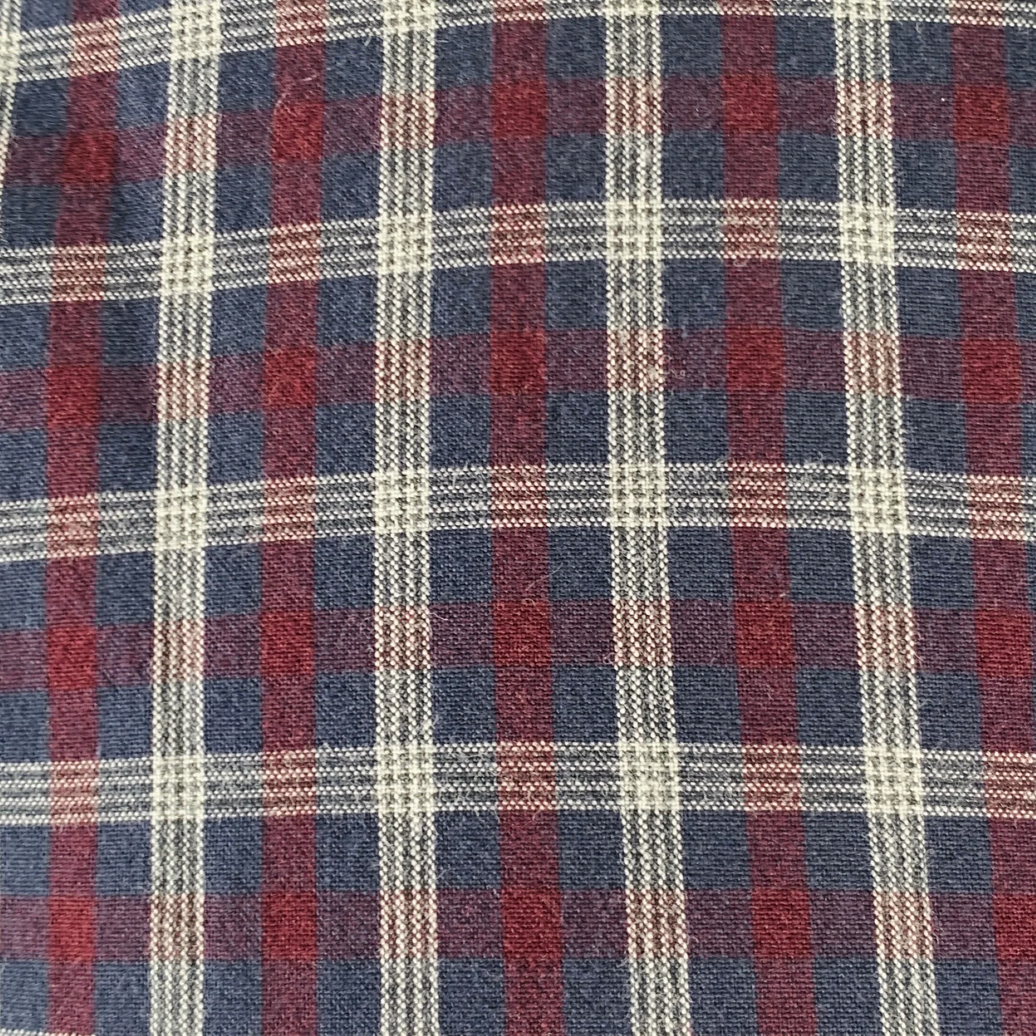 DRIES VAN NOTEN Size S Navy Burgundy Plaid Cotton Button Down Long Sleeve Shirt - Image 2