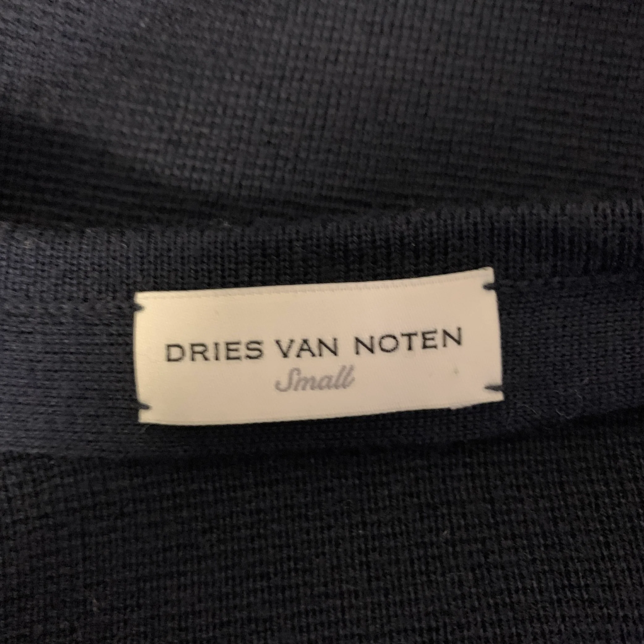 DRIES VAN NOTEN Size S Navy Knit Merino Wool V-Neck Cardigan - Image 12