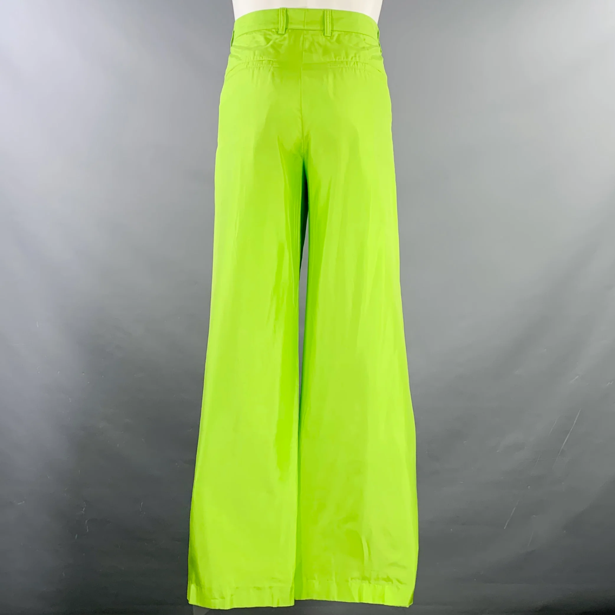 DRIES VAN NOTEN Size S Neon Green Silk Cotton Notch Lapel Suit - Image 5