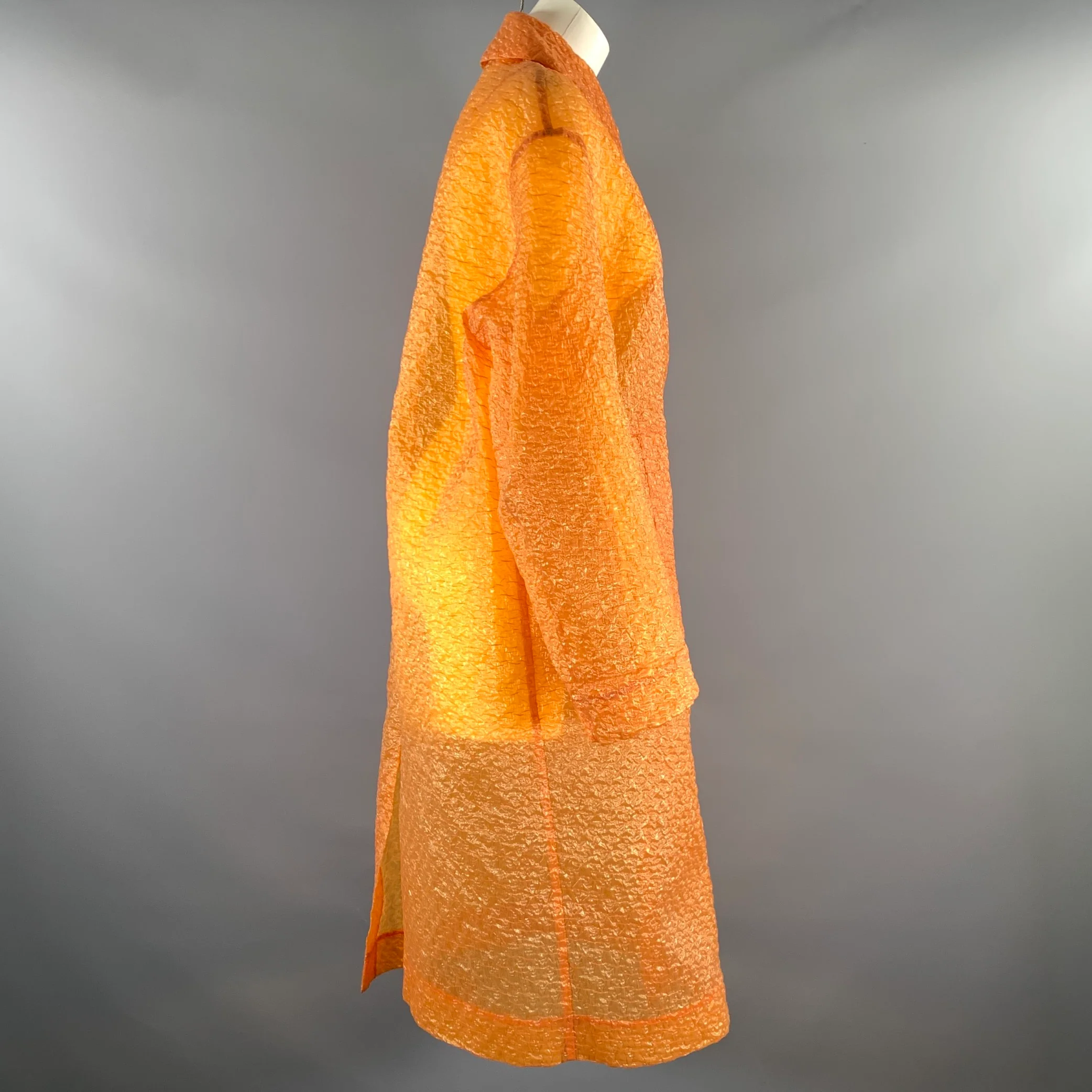 DRIES VAN NOTEN Size S Orange Polyester Polyamide Jacket Trench Coat - Image 3