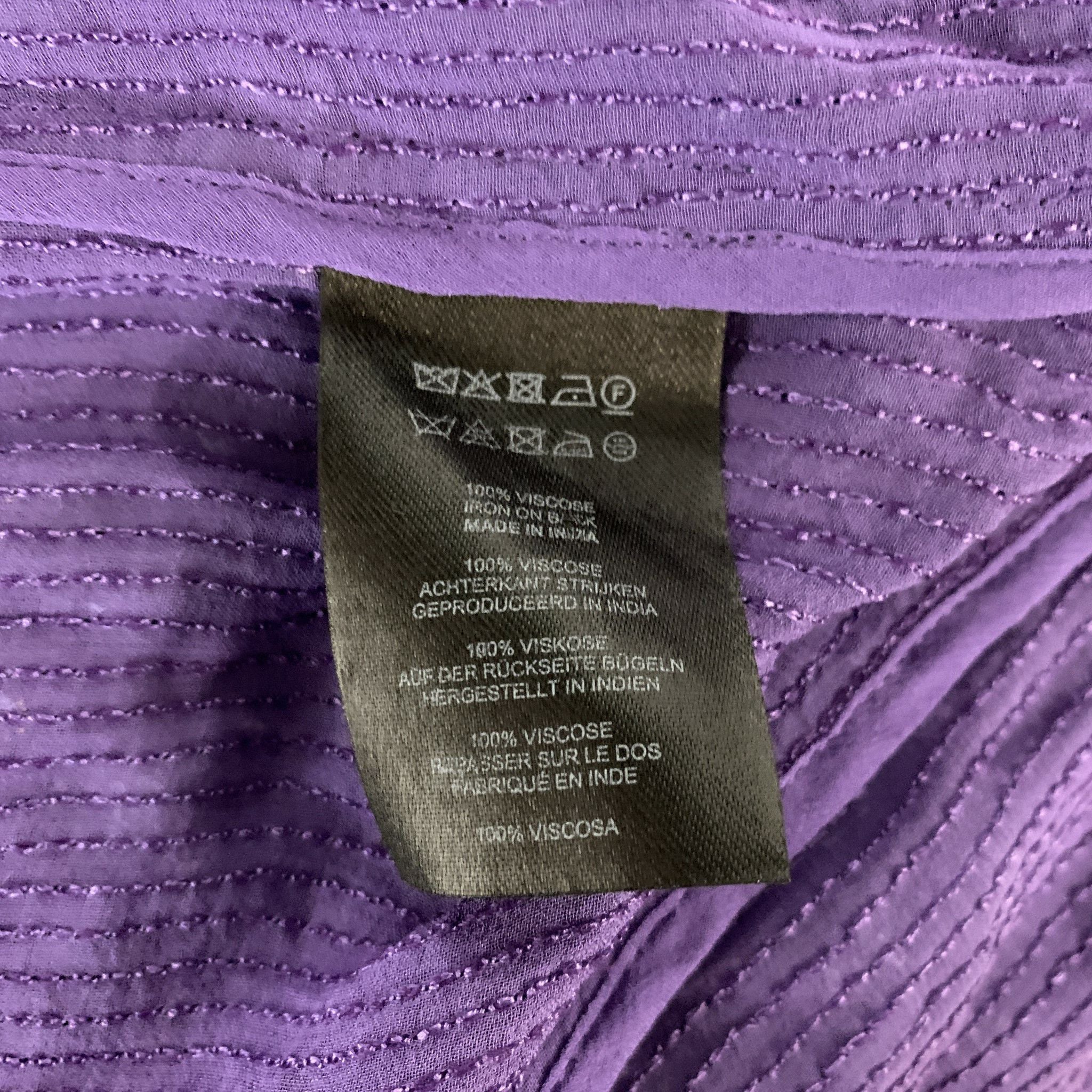 DRIES VAN NOTEN Size S Purple Sequined Viscose Hidden Placket Long Sleeve Shirt - Image 6