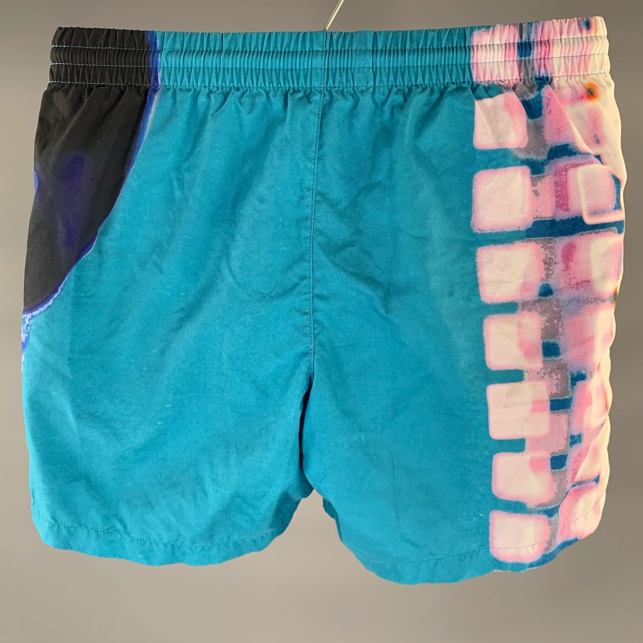 DRIES VAN NOTEN Size S White Pink Blue Abstract Poliammide Swim Trunks - Image 2