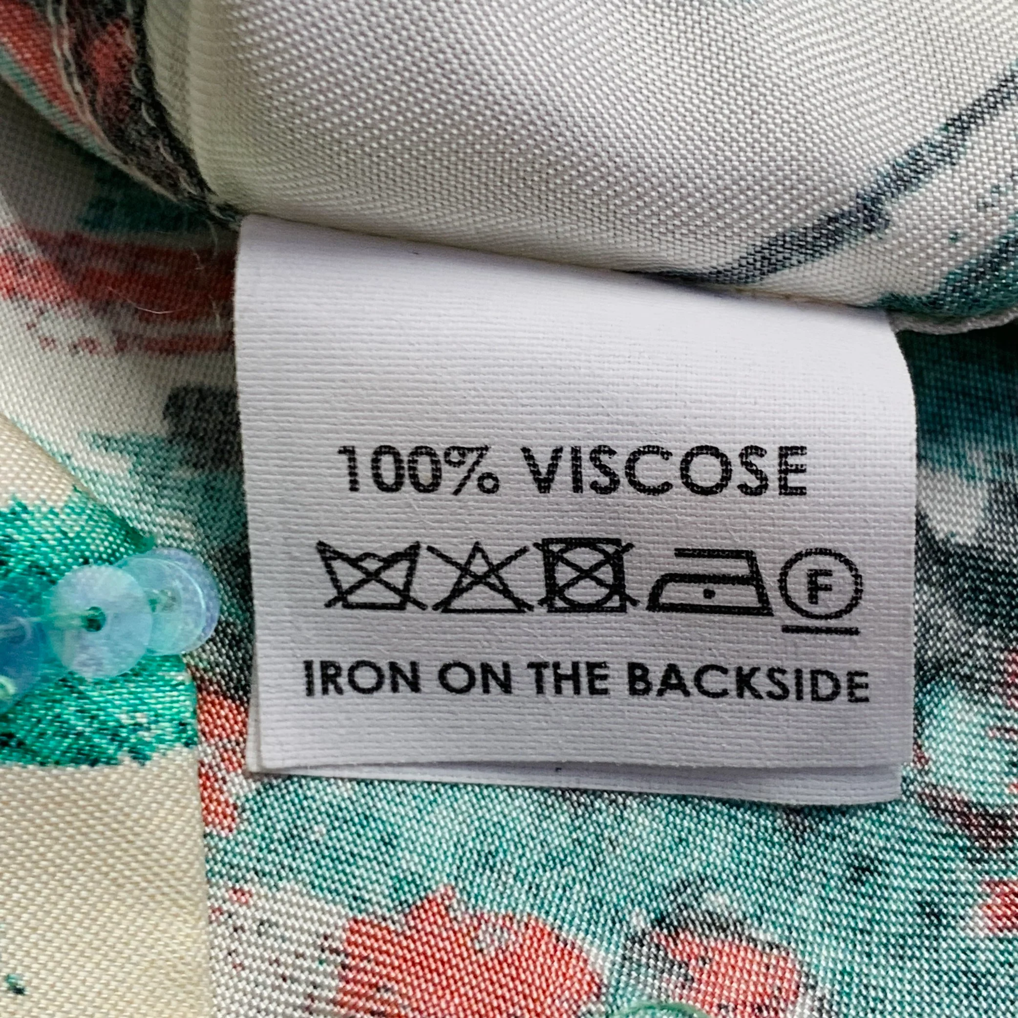 DRIES VAN NOTEN Size XS Cream Green Red Sequined Floral Viscose Camp Short Sleeve Shirt - Image 12