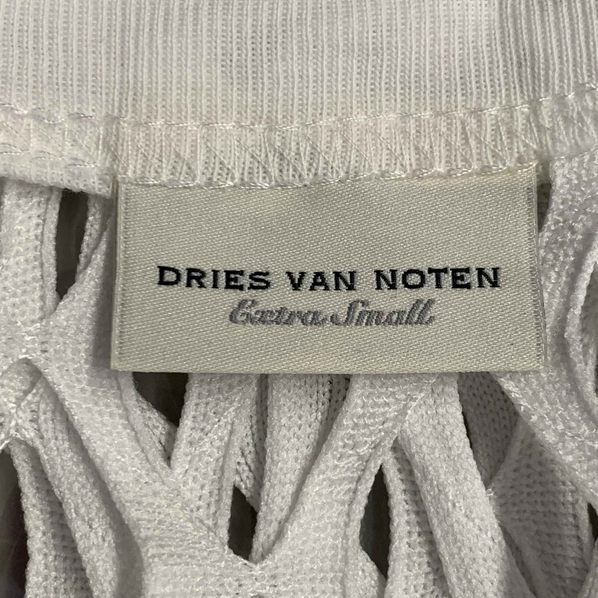 DRIES VAN NOTEN Size XS White Fishnet Mesh Polyester Long Sleeve Pullover - Image 5