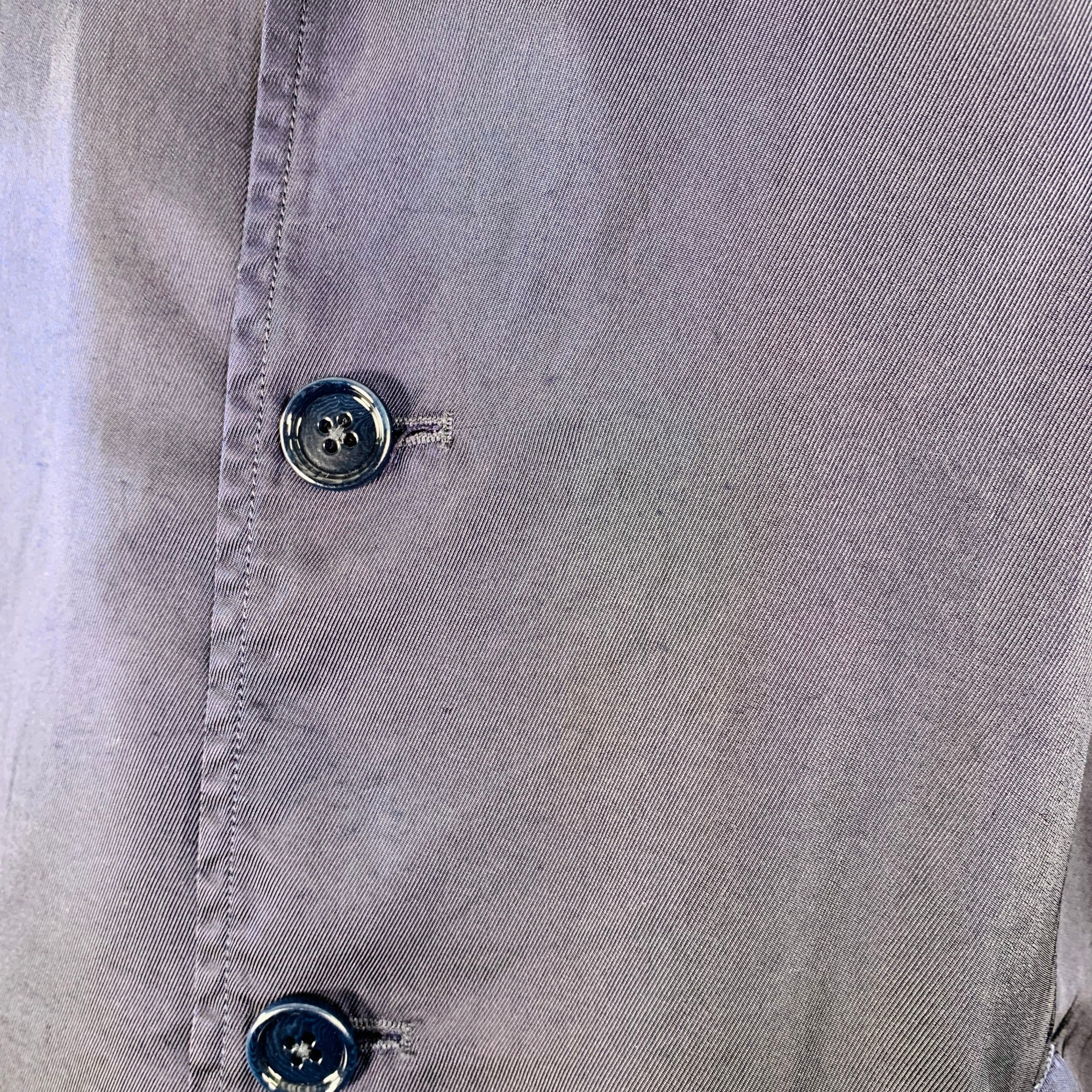 DRIES VAN NOTEN SS24 Size L Vorrie Navy Twill Polyamide Button Up Shirt Jacket - Image 4