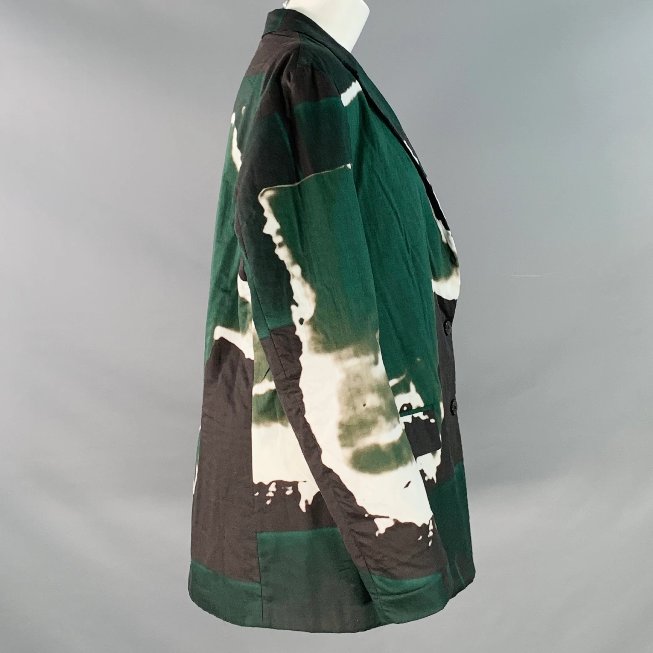 DRIES VAN NOTEN x LEN LYE Size M Green Black Cotton Abstract Jacket Blazer - Image 2