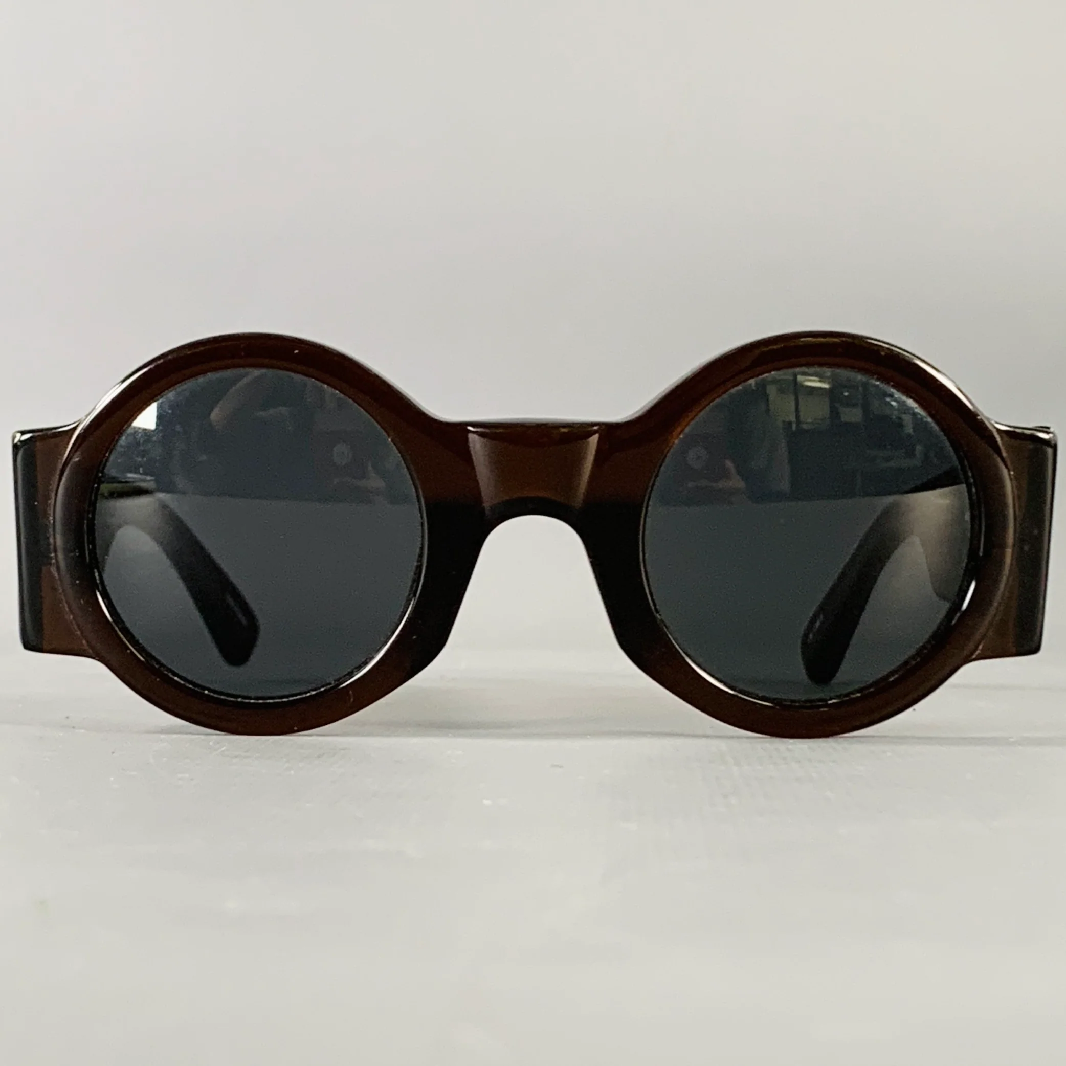 DRIES VAN NOTEN x LINDA FARROW SS26 Brown Acetate Round Sunglasses