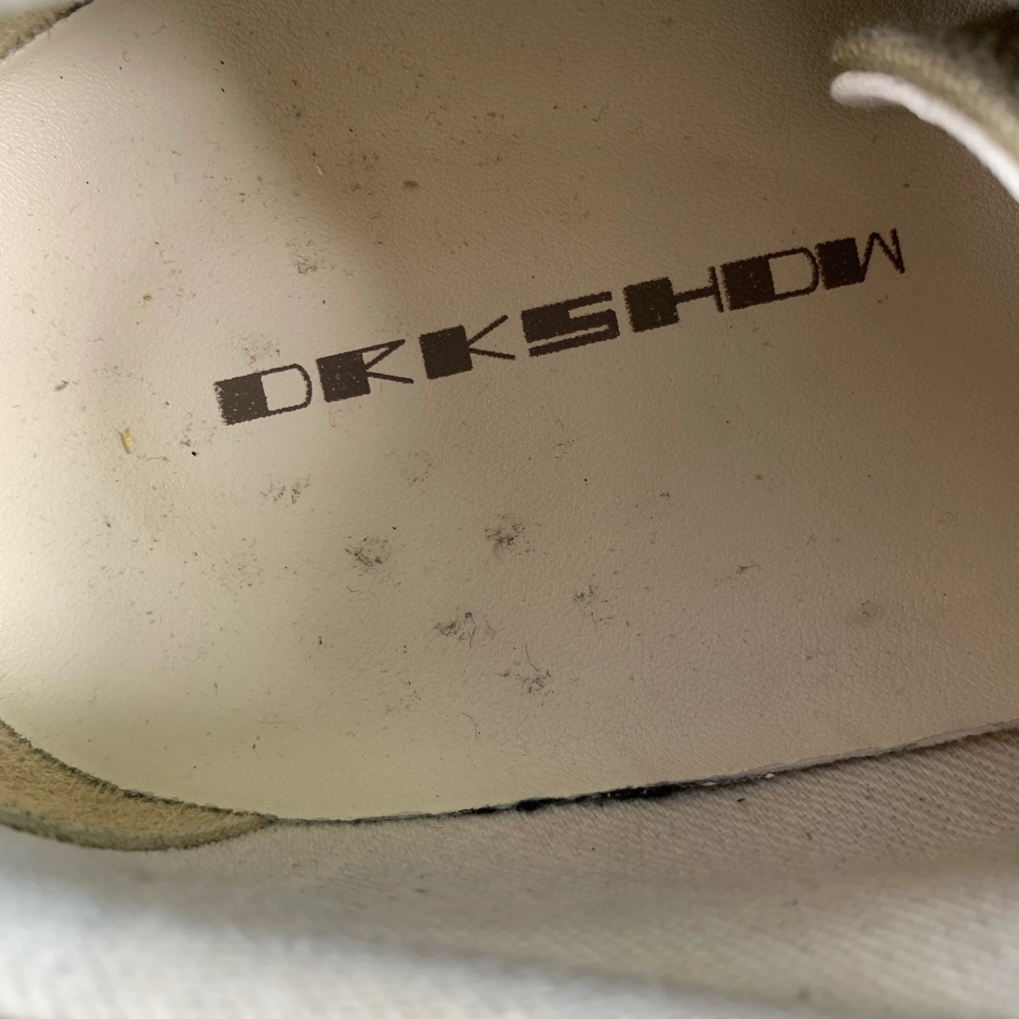 DRKSHDW Size 11 Cream Olive Twill Canvas Low Top Sneakers - Image 8