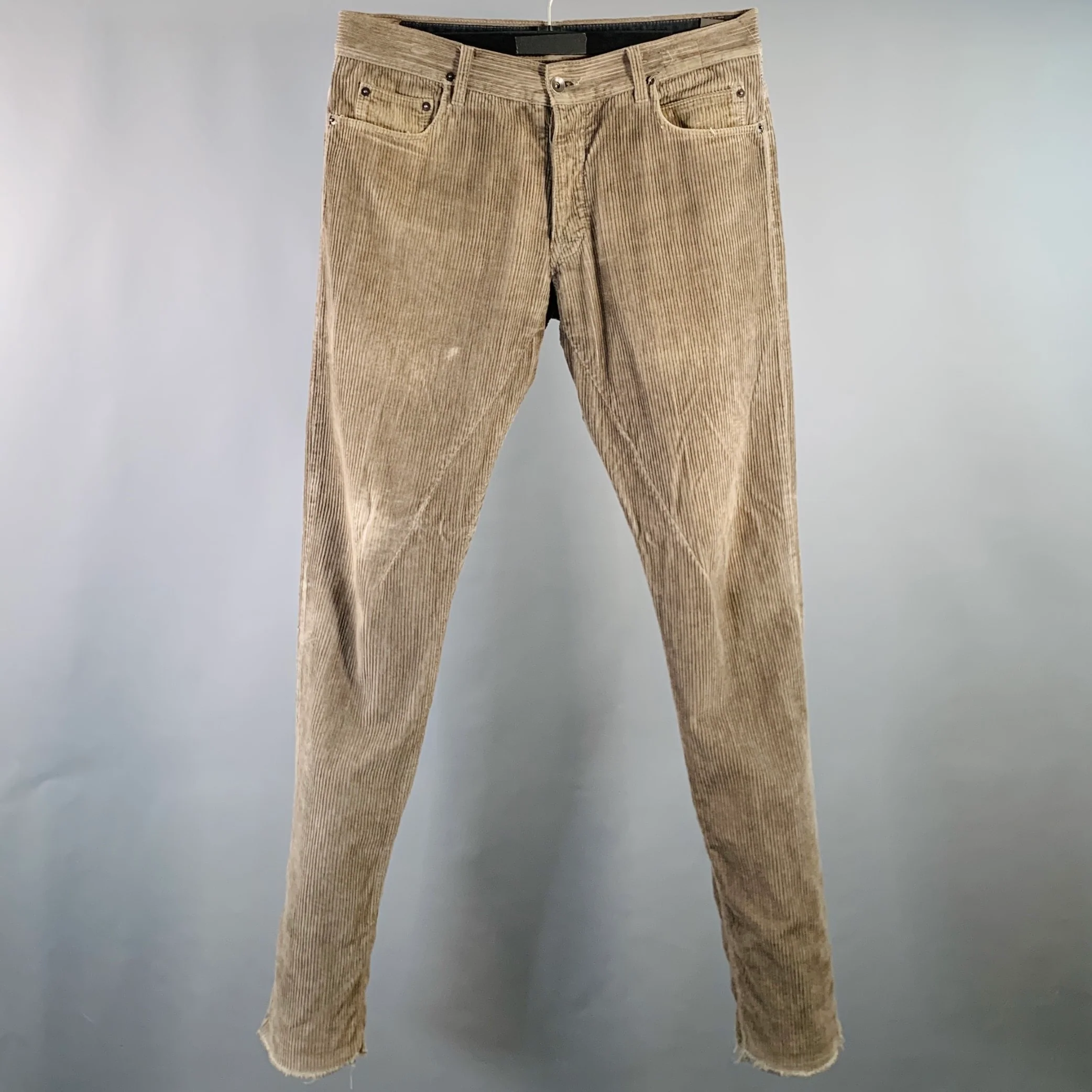 DRKSHDW Size 33 Brown Corduroy Cotton Straight Raw Edge Casual Pants